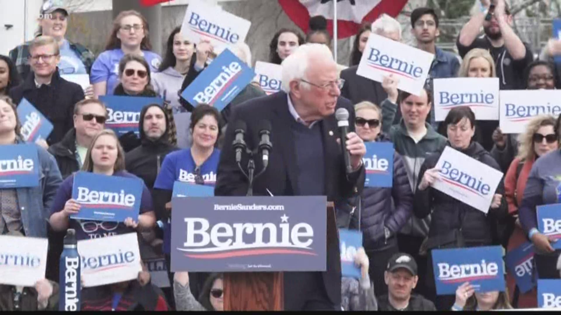 The rally at Finlay Park was filled with hundreds of people where Sanders encouraged voter turnout