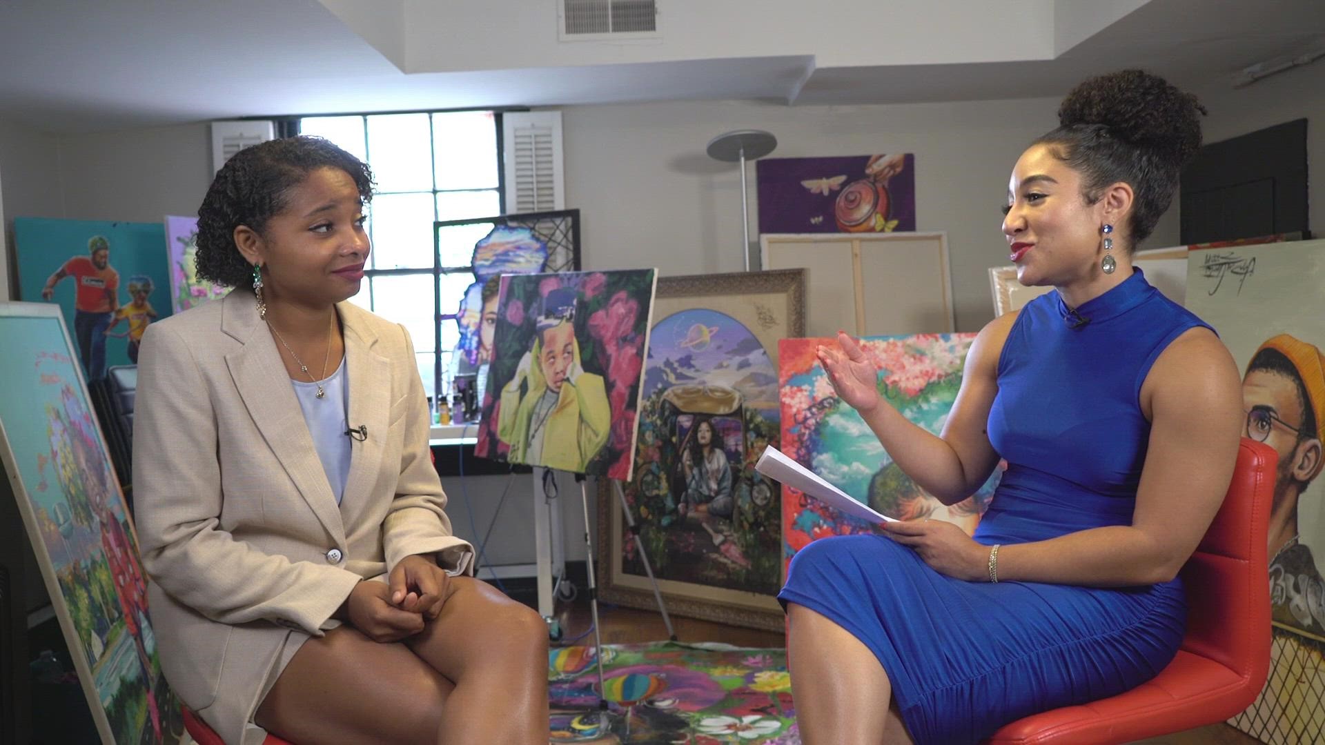 Ija Charles tells News 19 she is inspired by artists Blue Sky and Andre 3000. Blue Sky is a local artist who calls himself the "grandfather of public art."