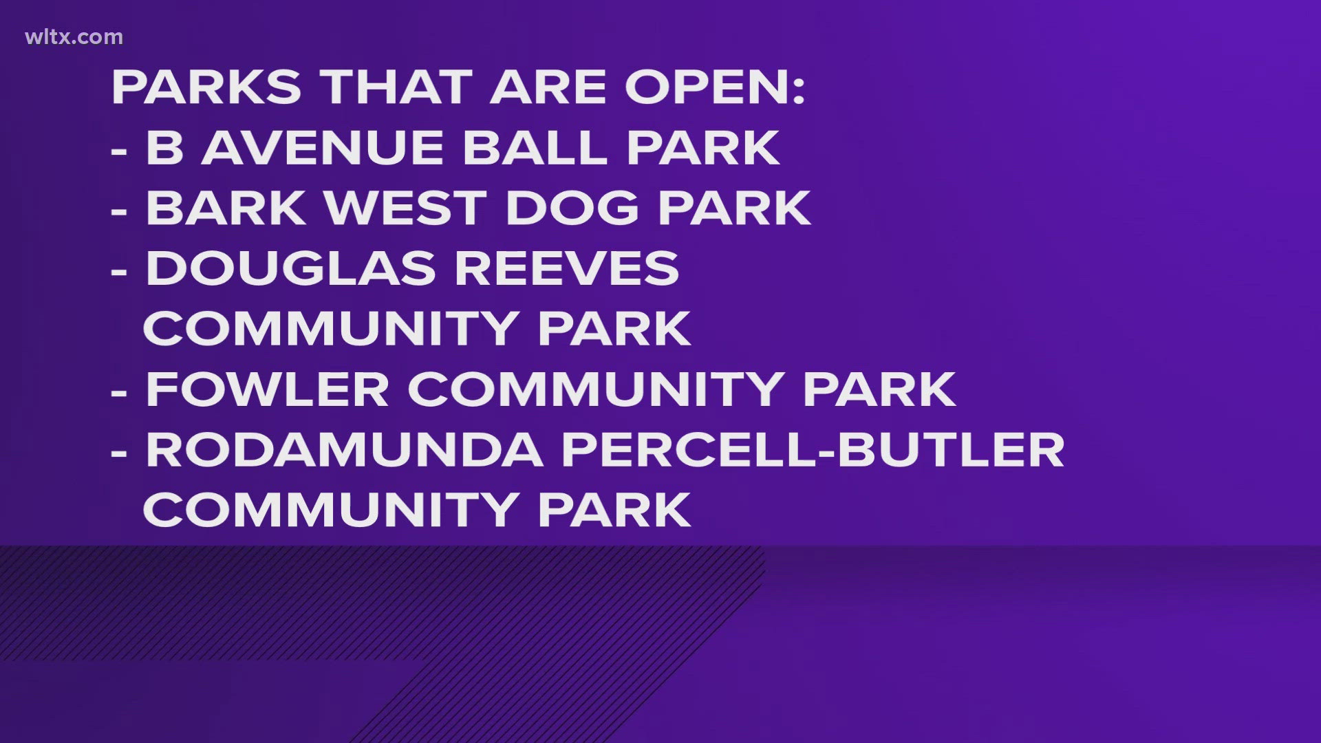 The B Avenue Ballpark, Bark West Dog Park and Fowler Community Park are all now open.