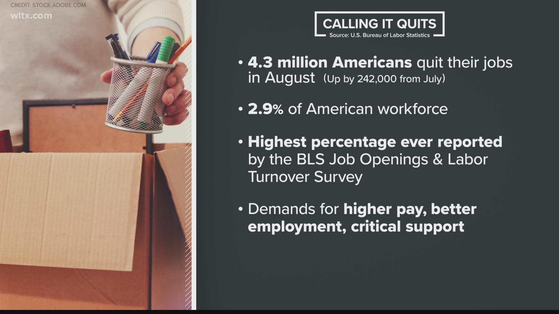 One reason America's employers are having trouble filling jobs was starkly illustrated in a report Tuesday: Americans are quitting in droves.