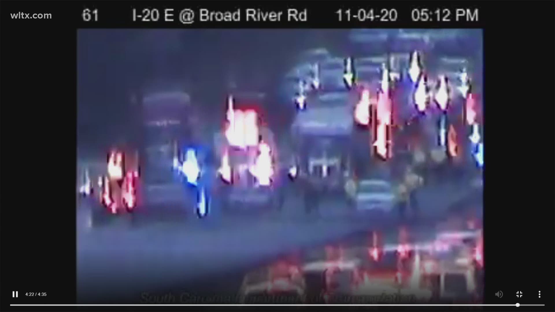 An accident has shut down all lanes of eastbound and westbound traffic on I-20 near Broad River Road