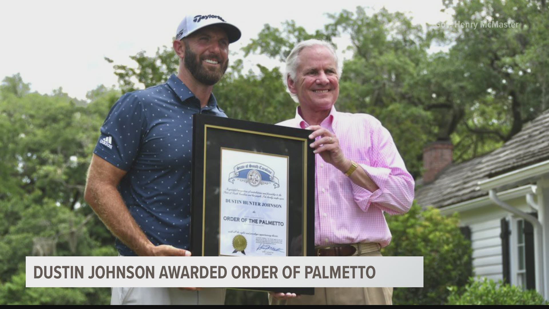 The golfer was awarded the Order of the Palmetto by Gov. McMaster.