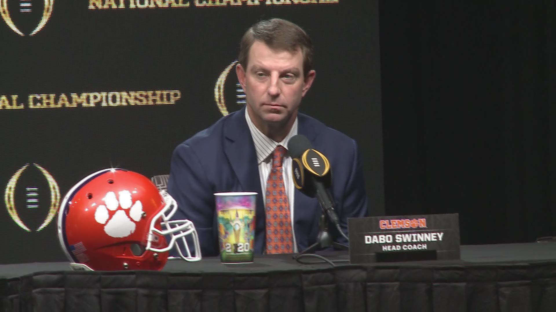 The final pre-game news conference saw Clemson head coach Dabo Swinney and LSU's Ed Orgeron share the stage in New Orleans.