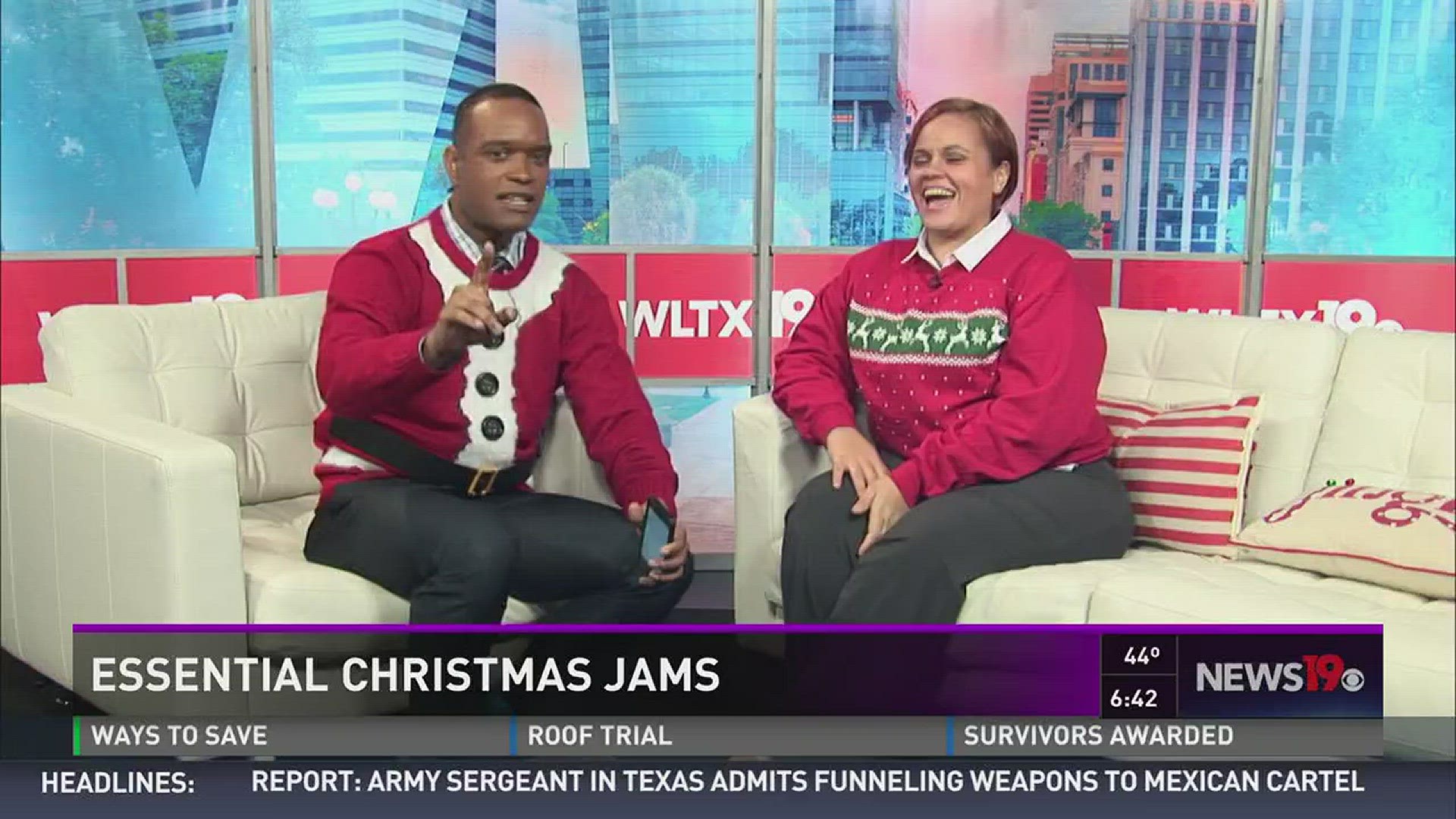 Deon and Beasy Baybie don their yuletide apparel to chat up some of their favorite chart-topping holiday melodies.