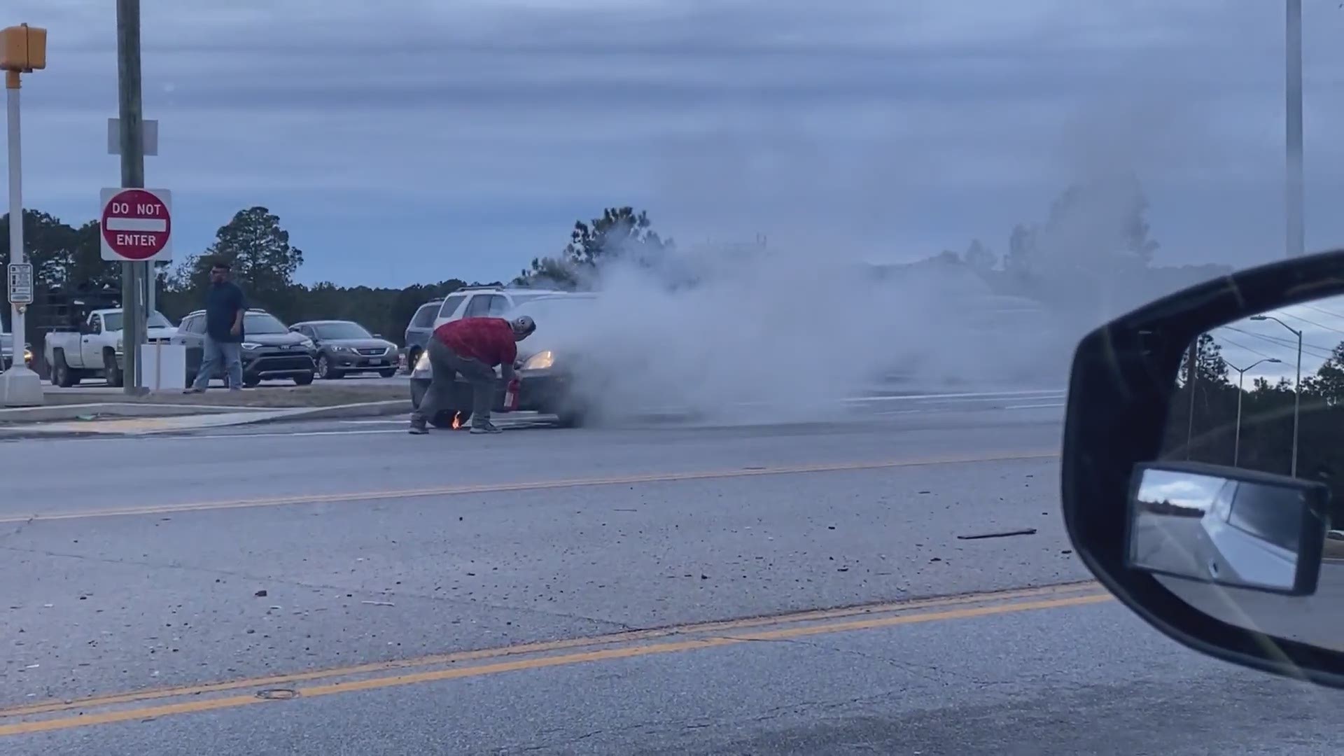 Vehicle on fire at Clemson Road by Bluecross Blueshield
Credit: Delaine Smith