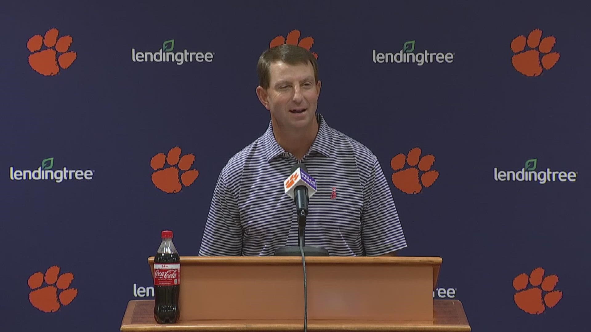 Dabo Swinney was none too pleased with his defense after the Paladins put up nearly 400 yards of total offense in Saturday's 35-12 Clemson victory.