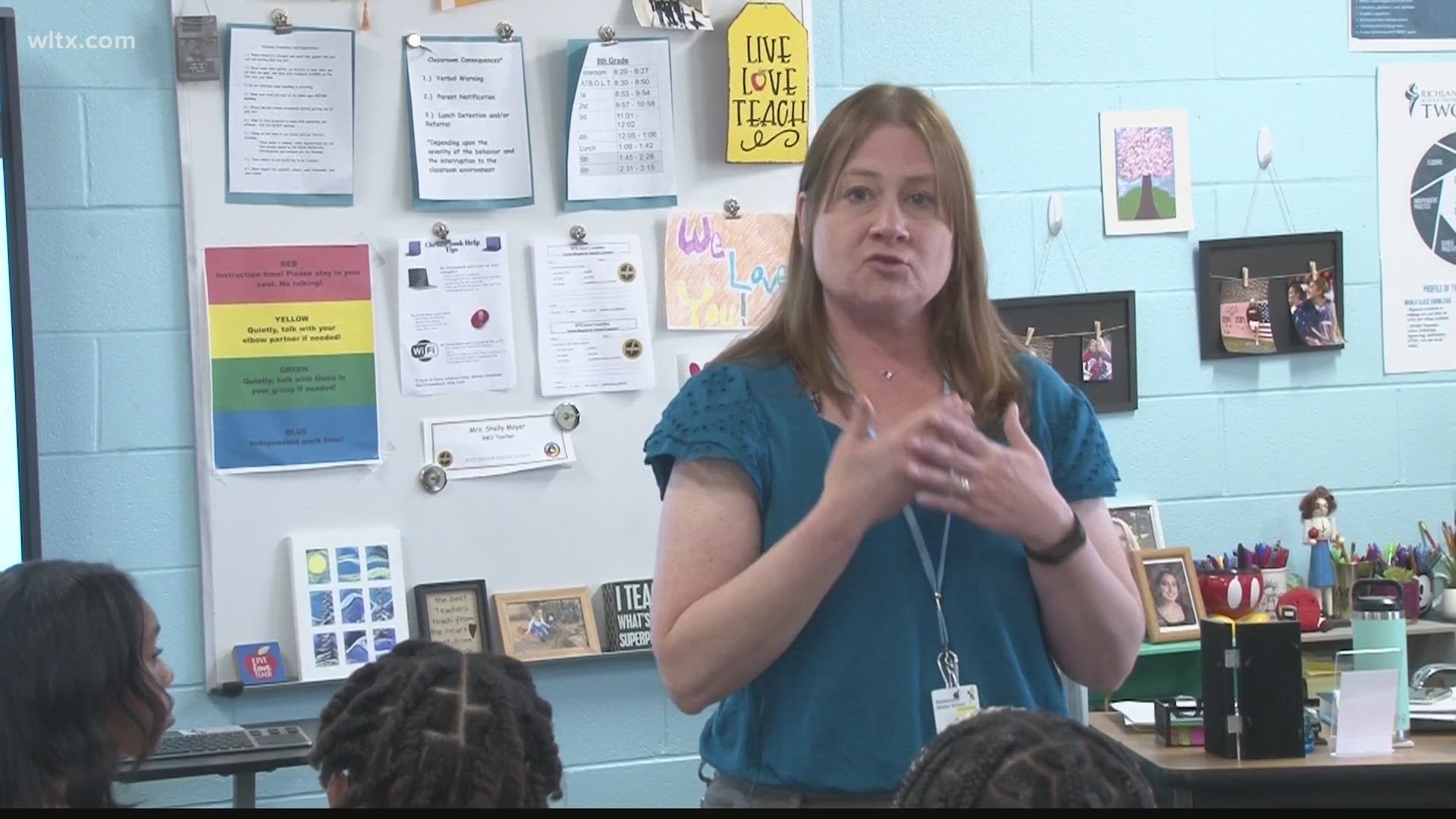 Blythewood Middle school English teacher Shelly Moyer in News19 Teacher of the Week.