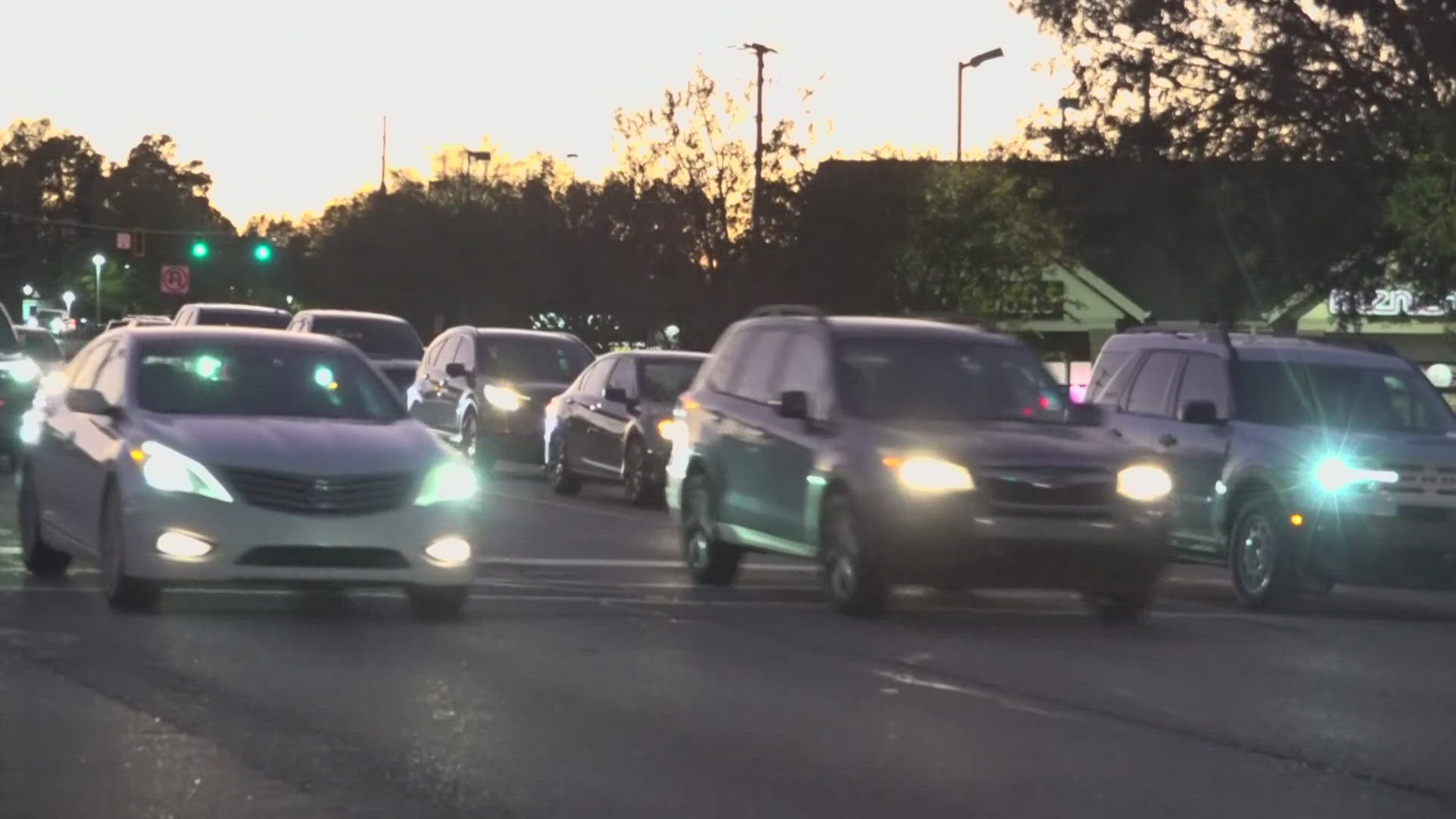 The town changed the traffic pattern the stop light by the Walmar t on Sunset Blvd in order to keep cars from getting backed up down the street.