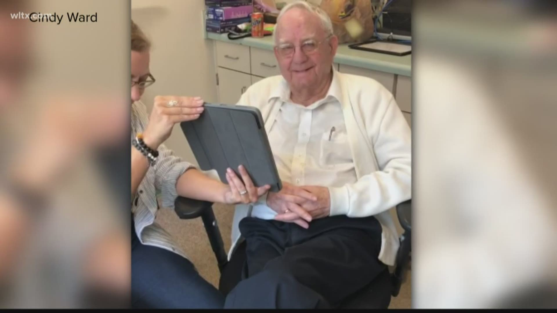 Hugh and Nather Gray have been married for 68 years. The Columbia Presbyterian Community staff helped them go on a FaceTime date.