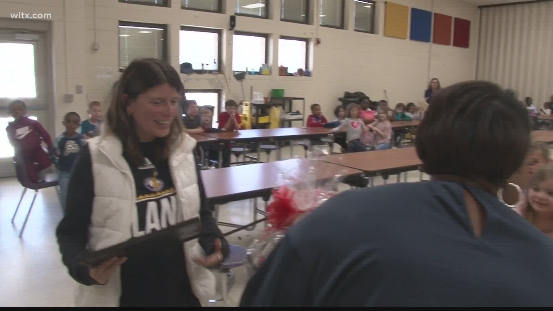 Kindergarten teacher Michelle Violet at Blaney Elementary school in Kershaw county.