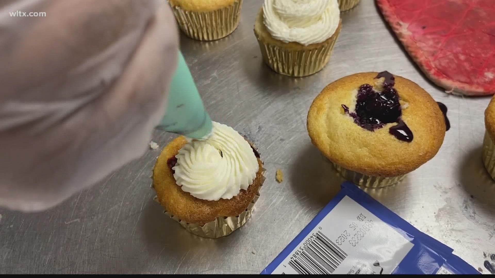 Culinary Arts students are showing off their baking skills and decorating of cupcakes.