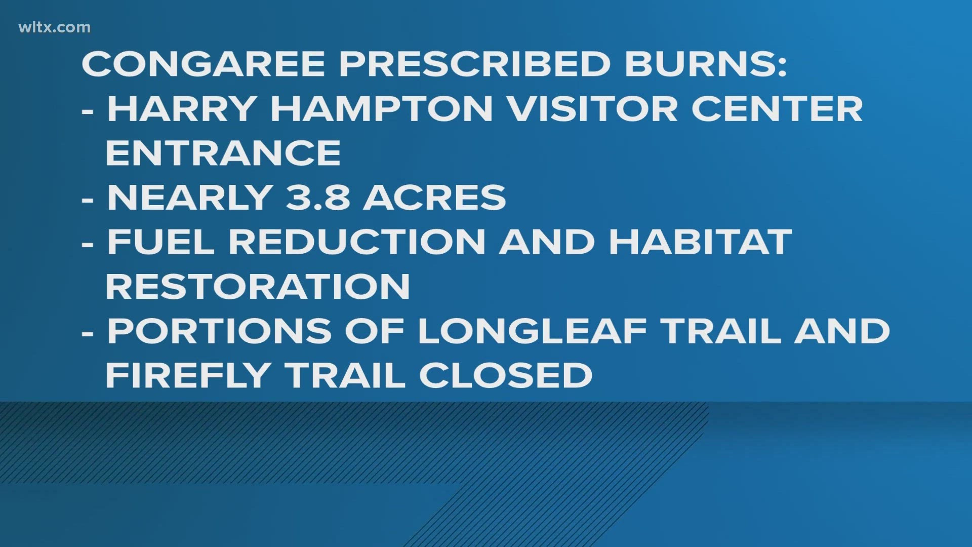 The Congaree National Park will have a prescribed burn on Thursday.