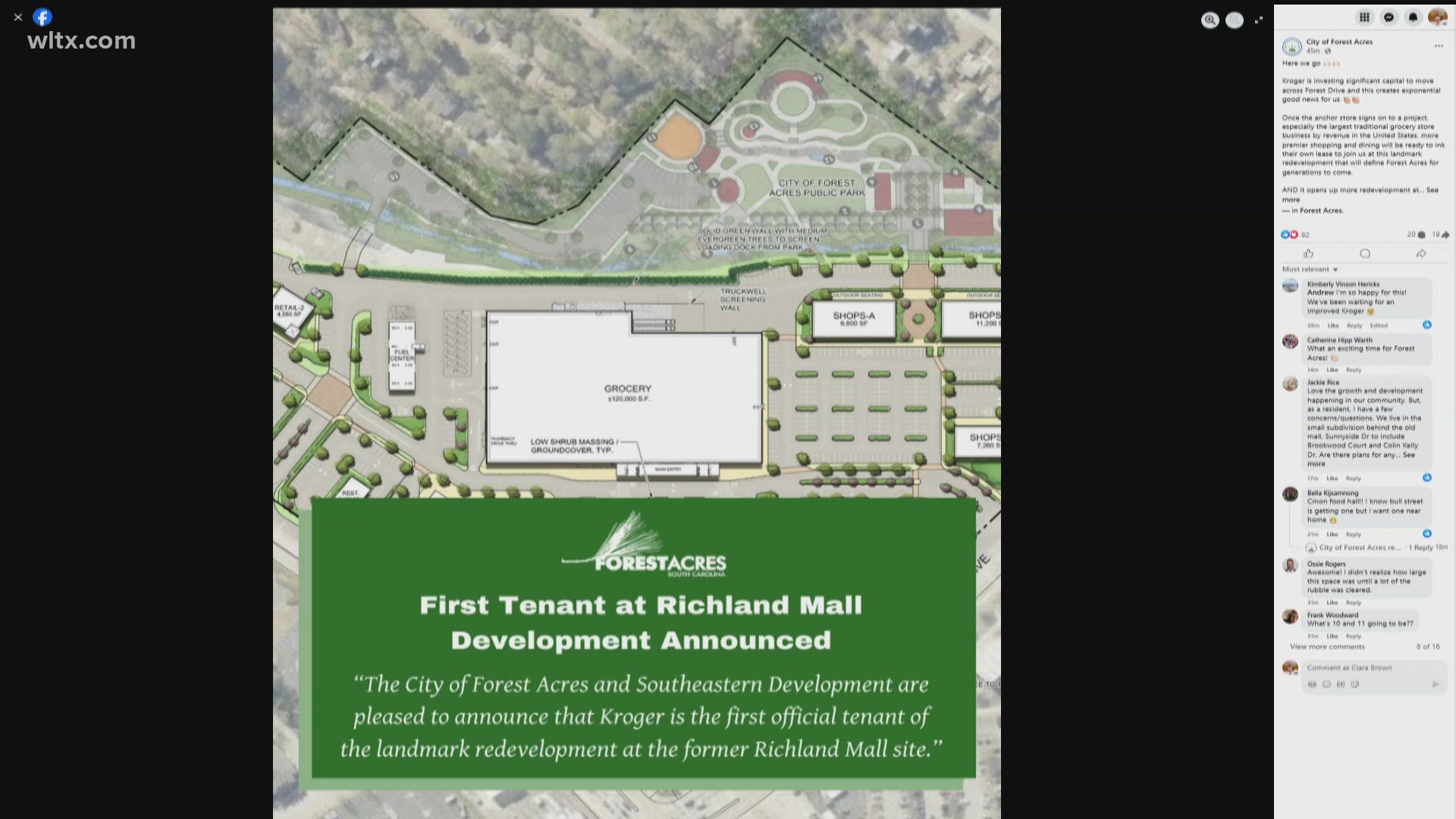 City announces Kroger will be committing to locating at new Richland Mall location with new expanded store, fuel center and in-store Starbucks