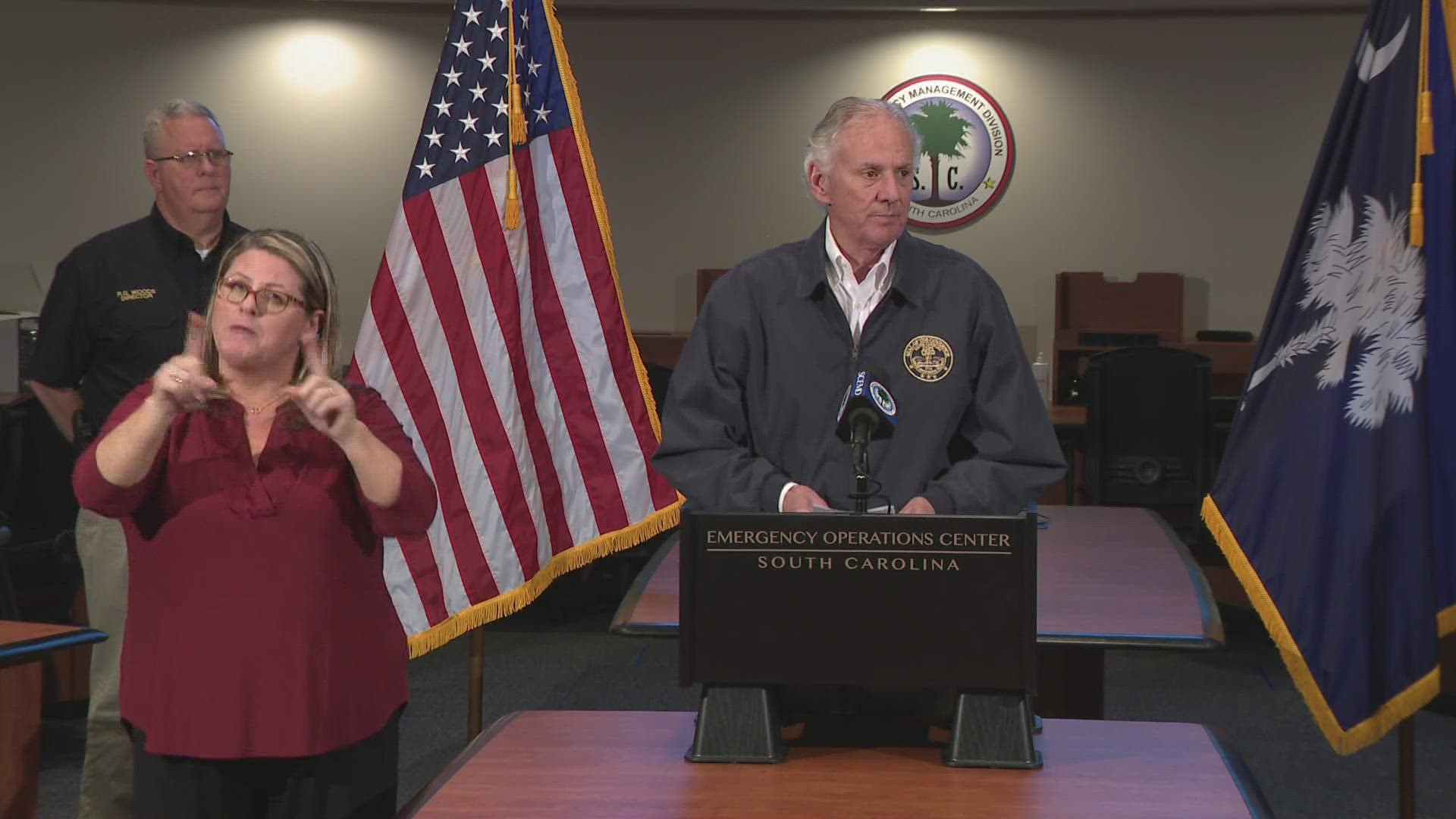 South Carolina Gov. Henry McMaster briefed the public on the state's preparations for the winter storm.