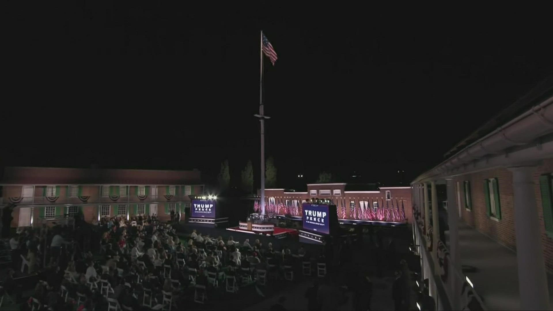 Vice-President Mike Pence gave the key address of the night at the 2020 Republican National Convention at Fort McHenry.