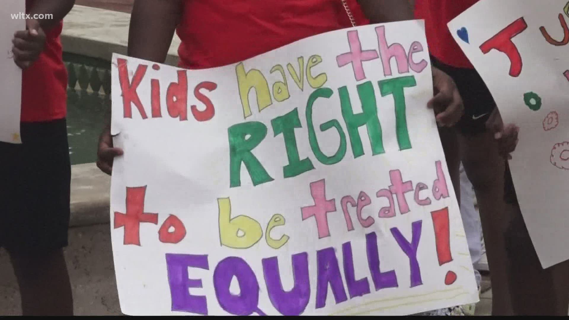 More than 30 students in the "Why not Young Lives' camp marched to the Orangeburg County Courthouse to voice opinions on what they would like to change in the county