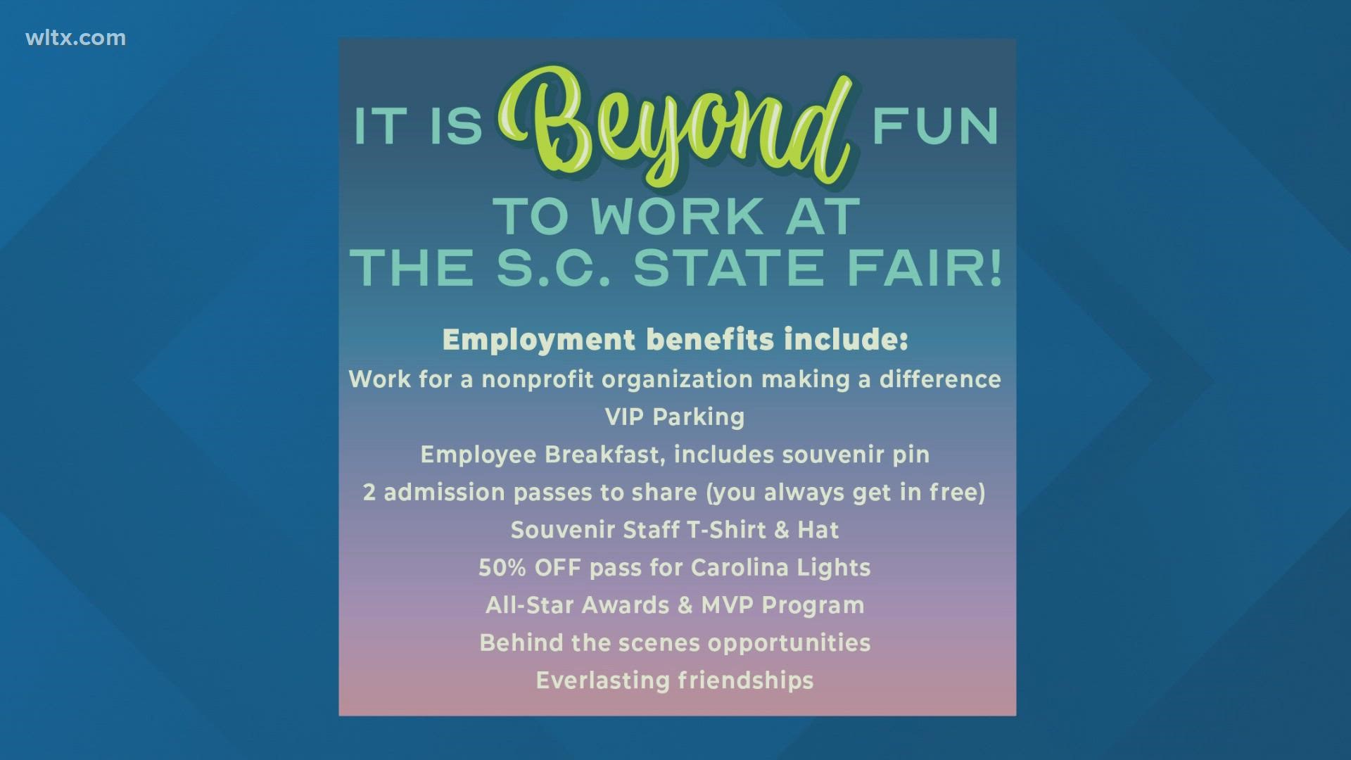 The South Carolina State Fair has openings and you can apply now.