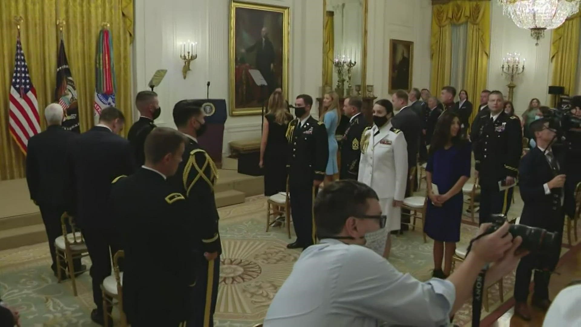 President Donald Trump gave Sgt. Major Thomas Payne the Medal of Honor at a White House ceremony on September 11.