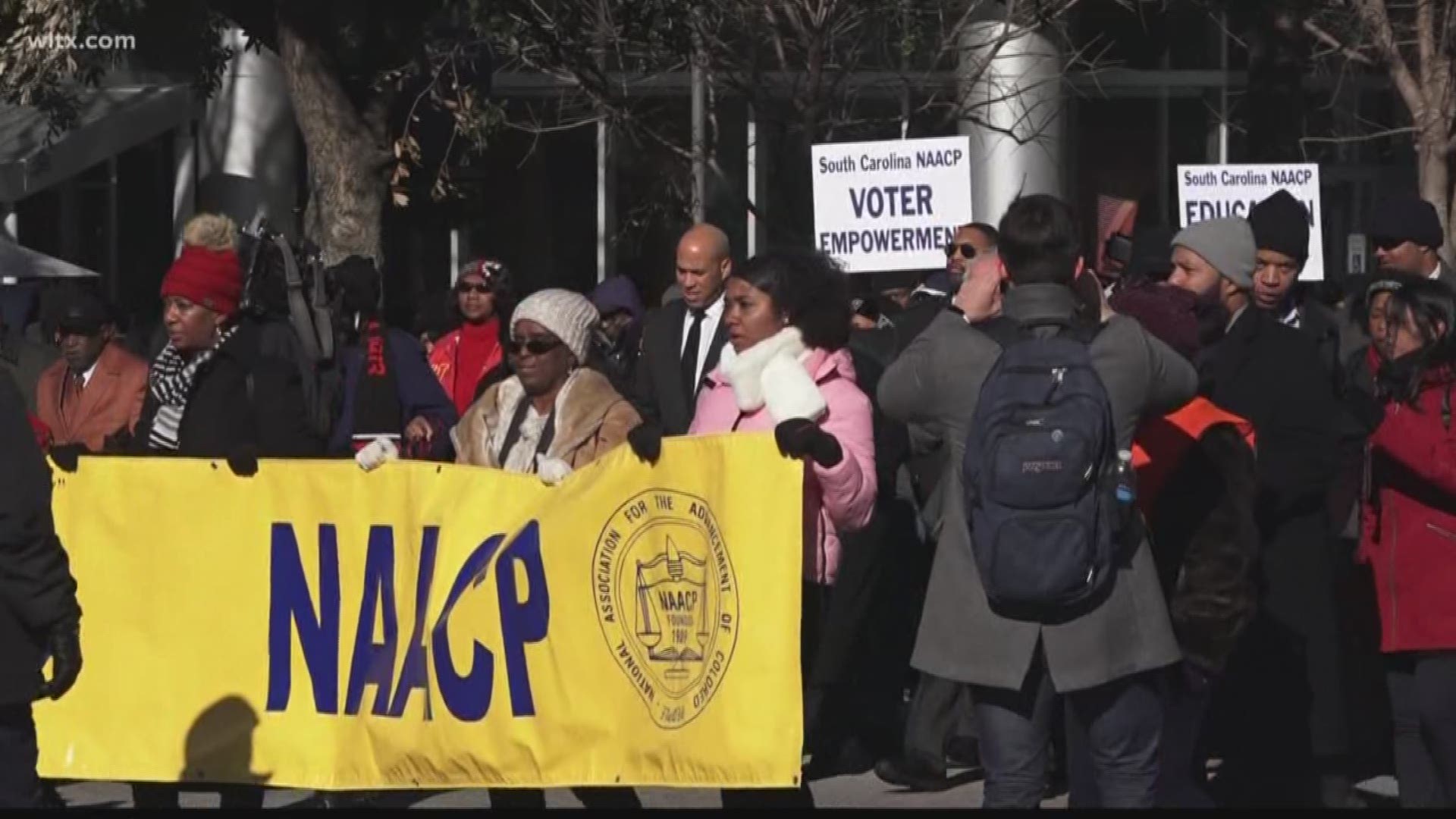 Hundreds of people came out to the State House in Columbia to honor Martin Luther King Jr. and hear from potential Democratic candidates for president.