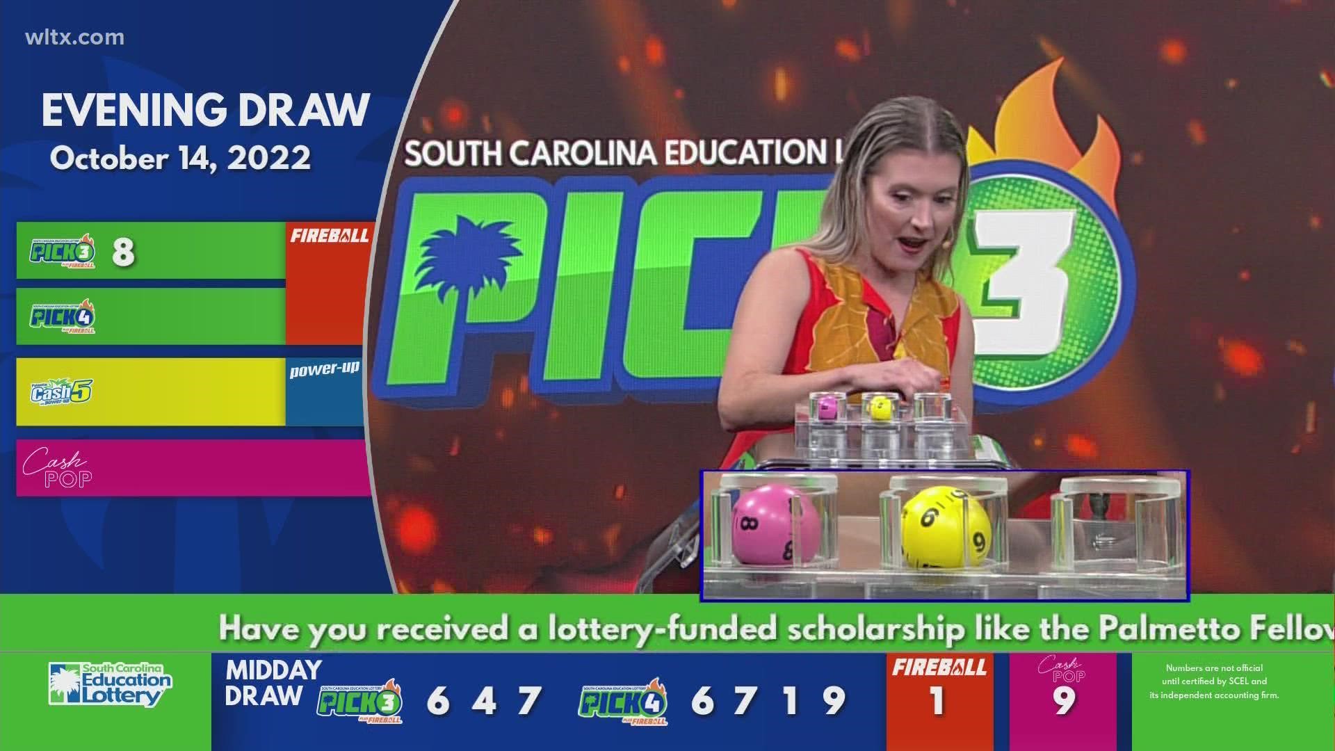 Here are the winning numbers for the evening South Carolina lottery results for Oct. 14, 2022.