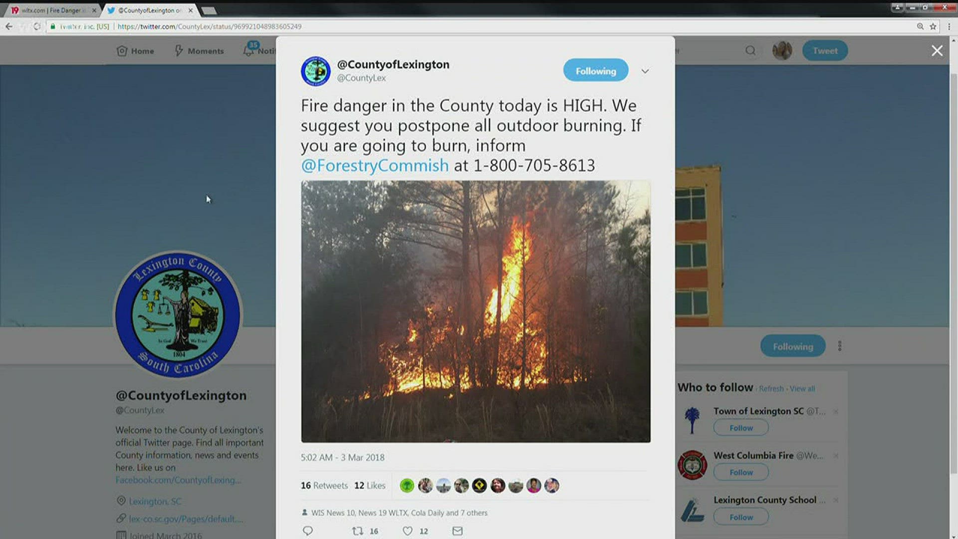 National Weather Service raised Saturday's fire condition to high.