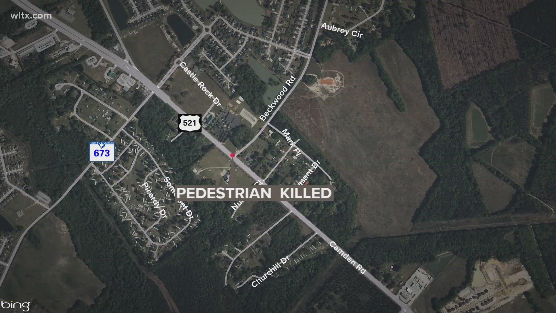 Authorities say a pedestrian has died along a Sumter County highway after being struck by a patrol vehicle before dawn on Friday.