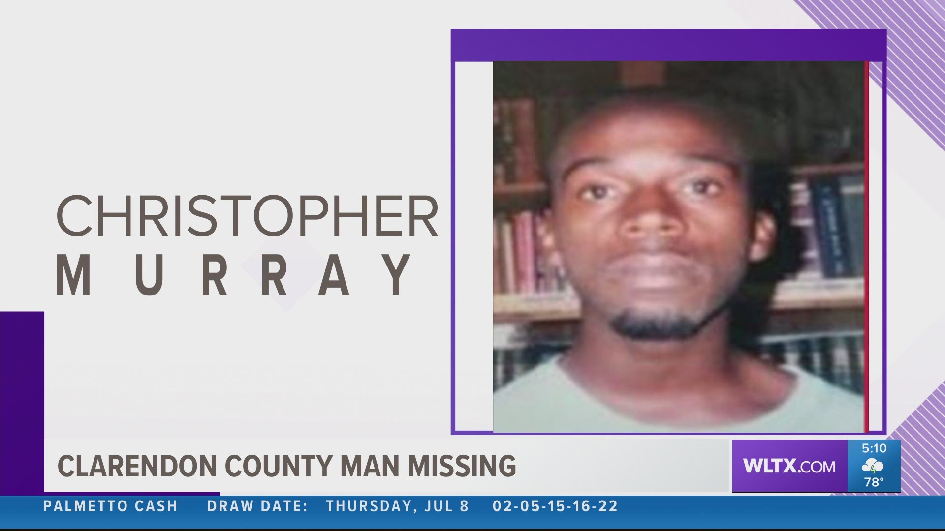 Christopher Juan Murray was last seen at his home on Shadewater Way in the Foreston area.