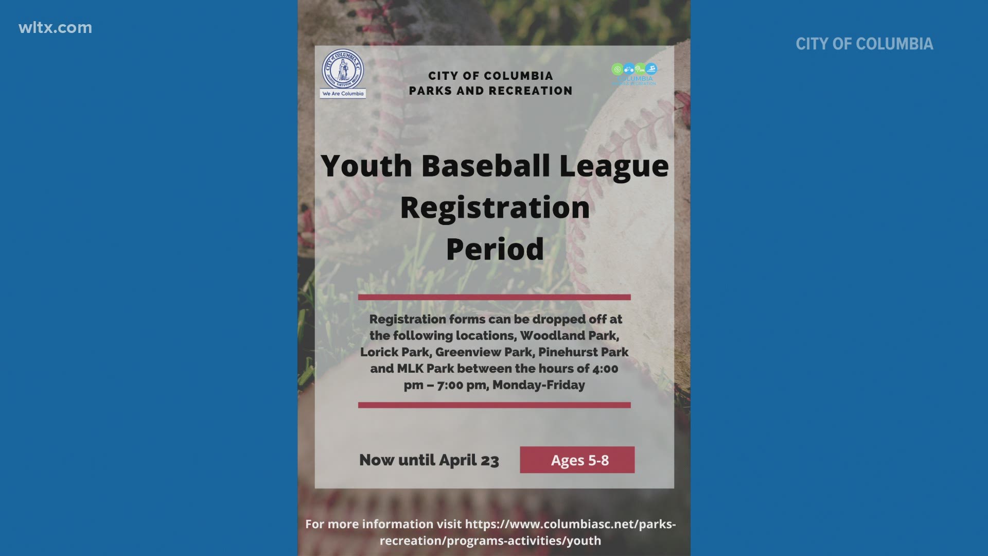 Children ages 5-8 years old can register at local City of Columbia Community Centers through April 23