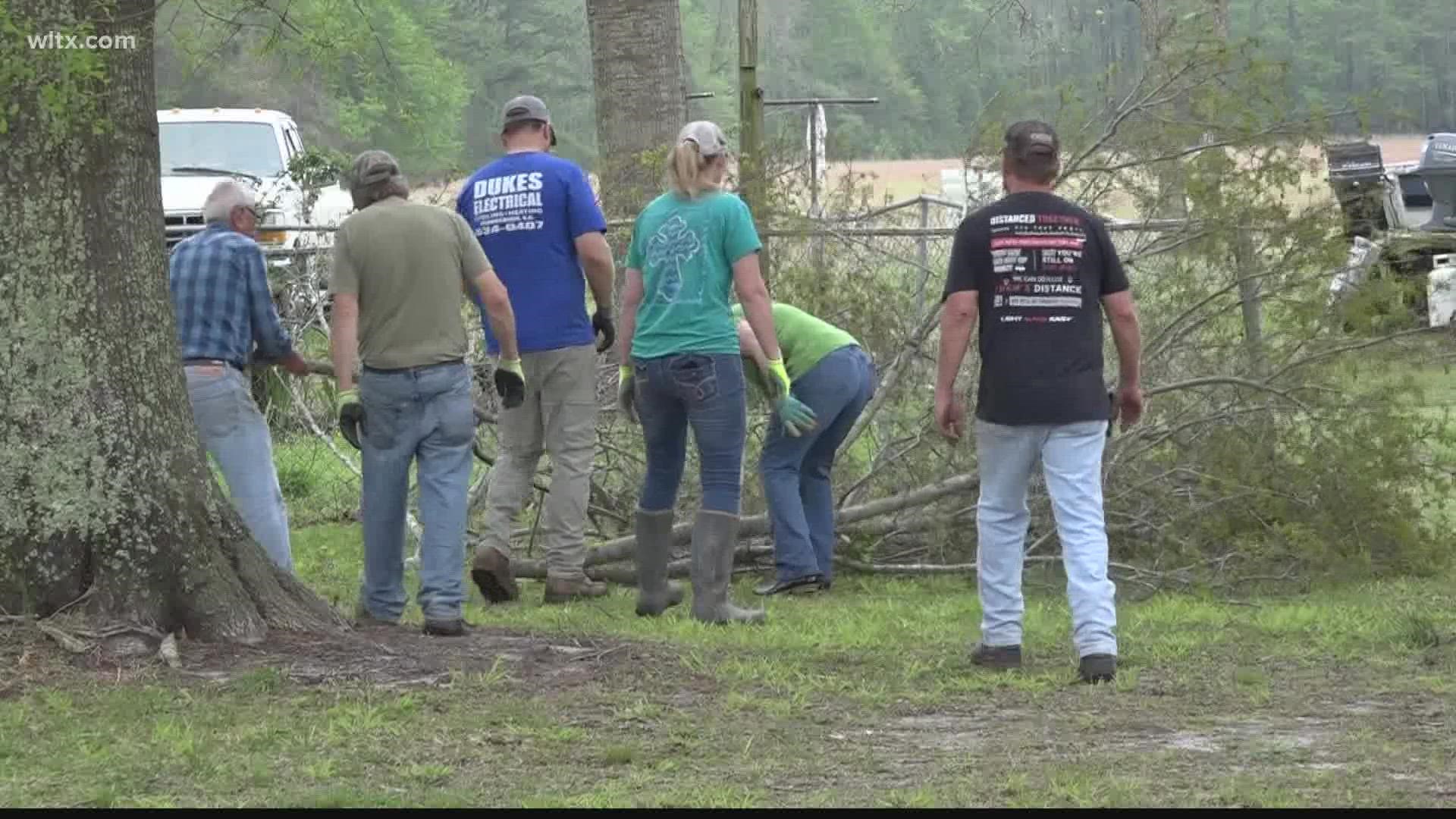 According to the Orangeburg County Emergency Services, there were more than a dozen homes damaged throughout the county, with at least one home destroyed by a tree.