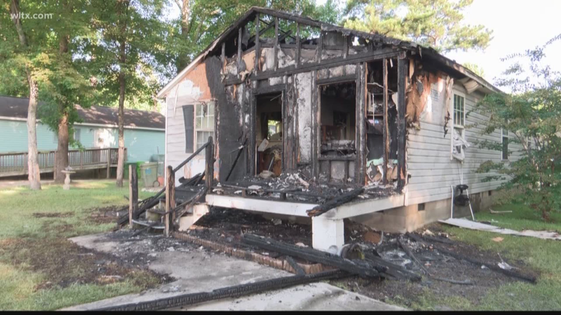 Around 1 a.m., a house in Columbia went up in flames, apparently due to a firework.