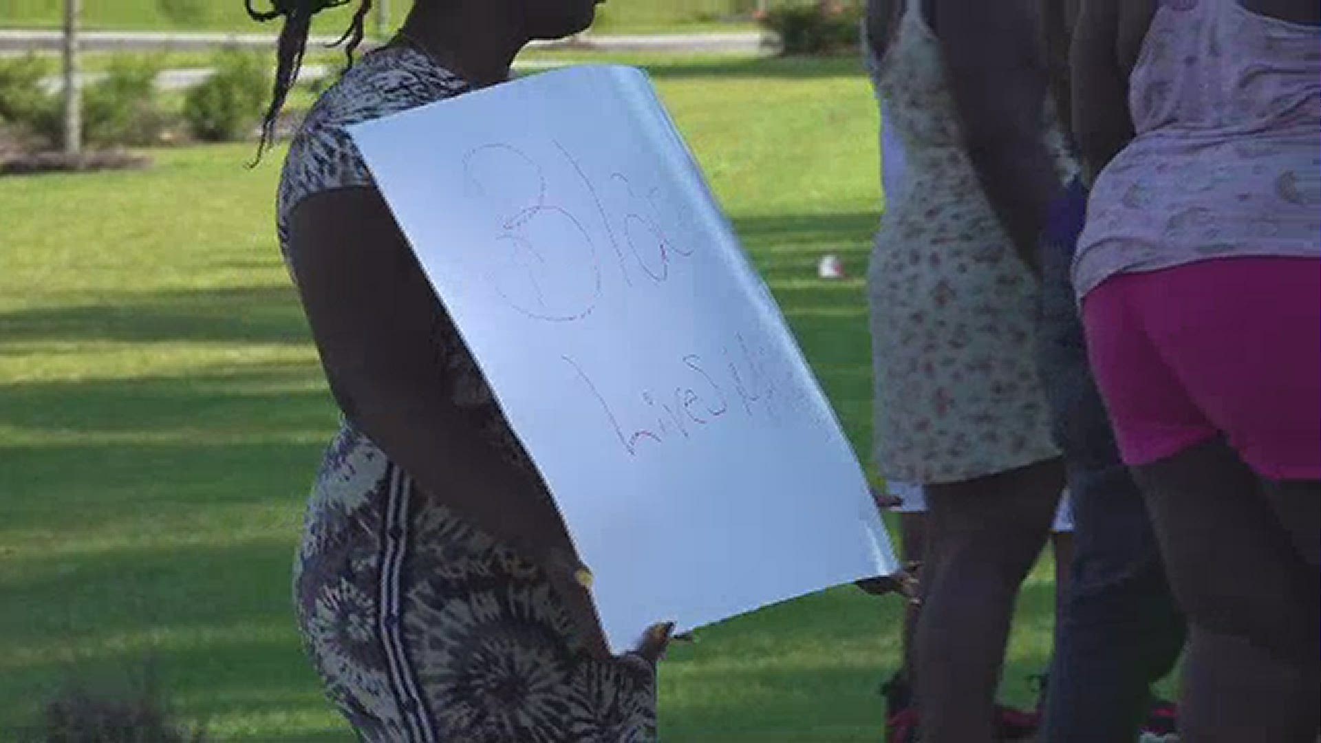 A small group of protesters gathered in Sumter Saturday to protest the death of George Floyd.