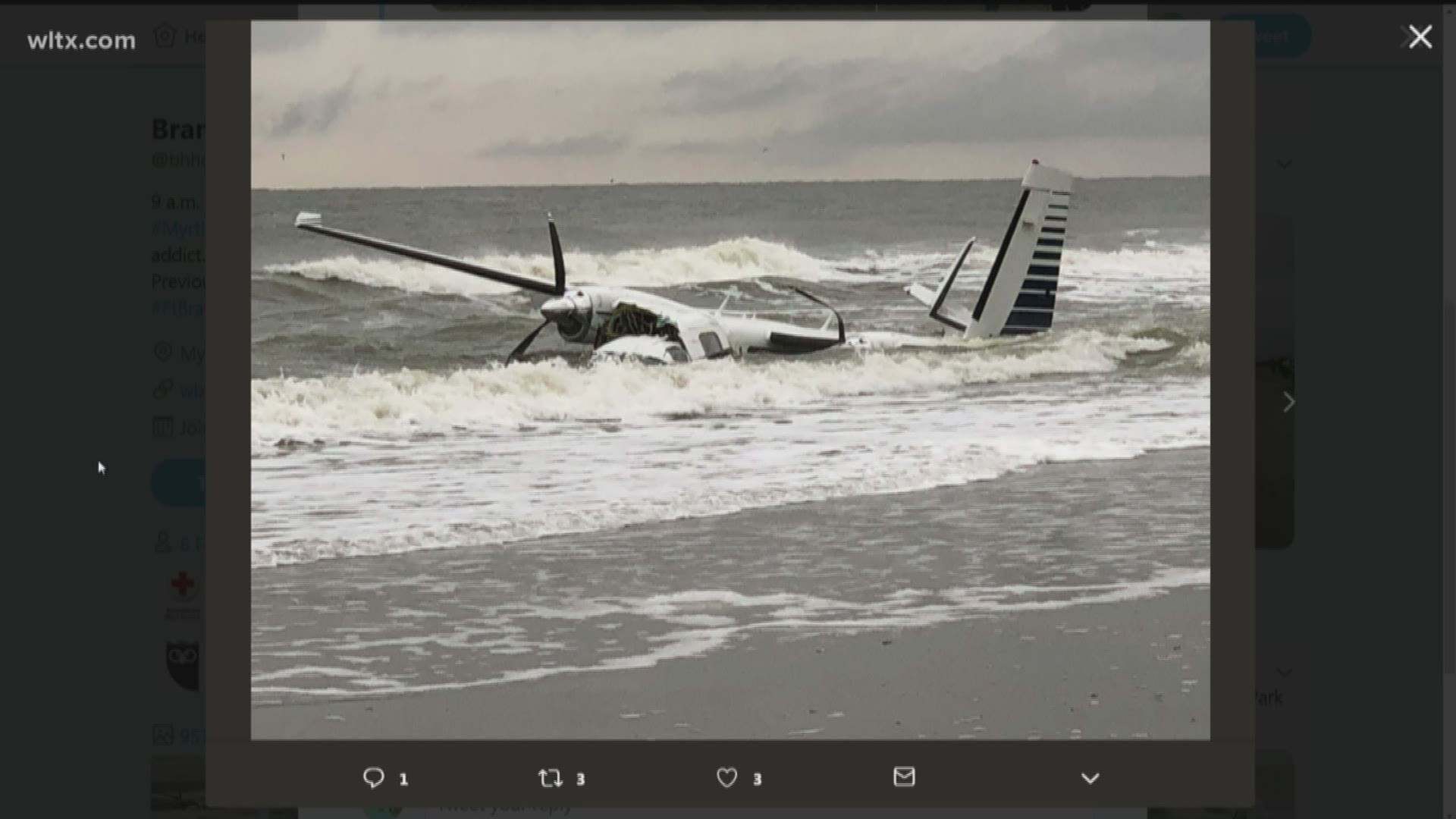 A small plane crashed into the ocean in Myrtle Beach this afternoon Officials say that a good samaritan pulled the pilot out of the plane...
	The pilot was the only person on board, and has been hospitalized in critical condition.