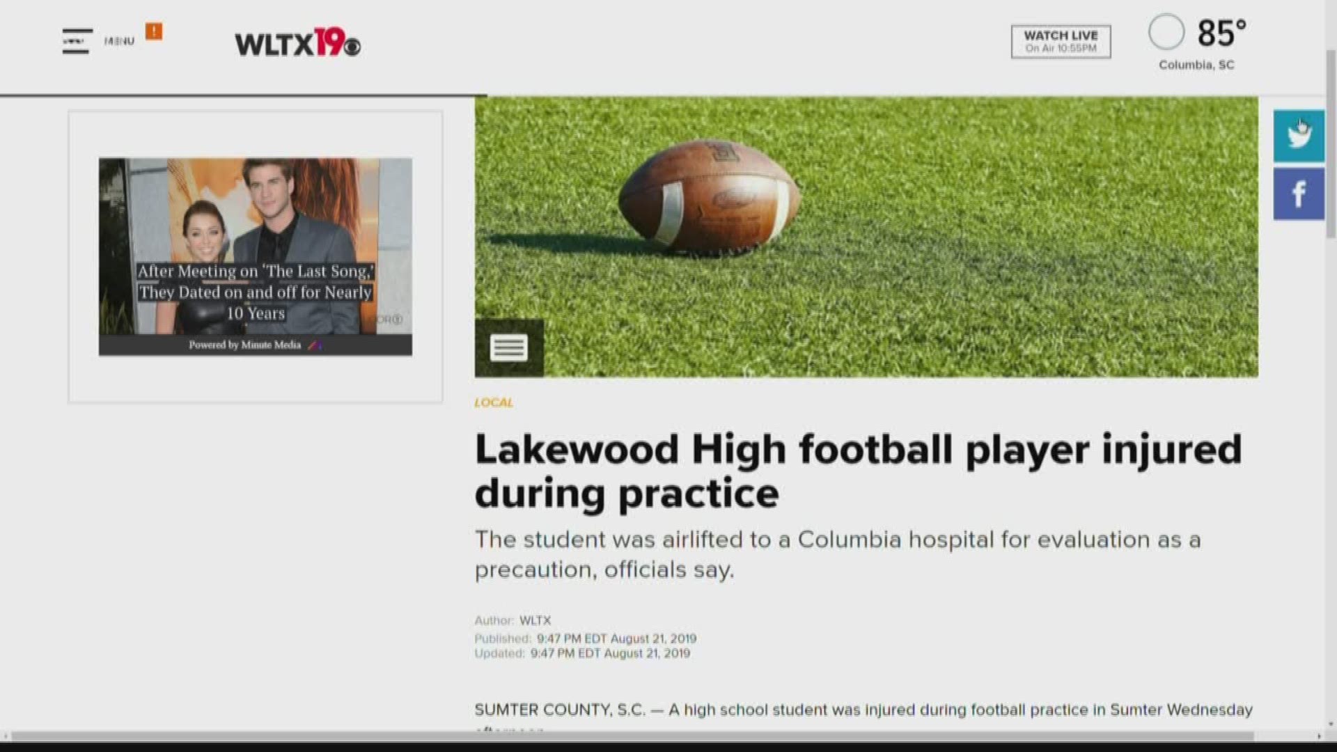 A Lakewood High School student airlifted to a Columbia hospital as a precaution after sustaining an injury on the field. https://on.wltx.com/30onpz5