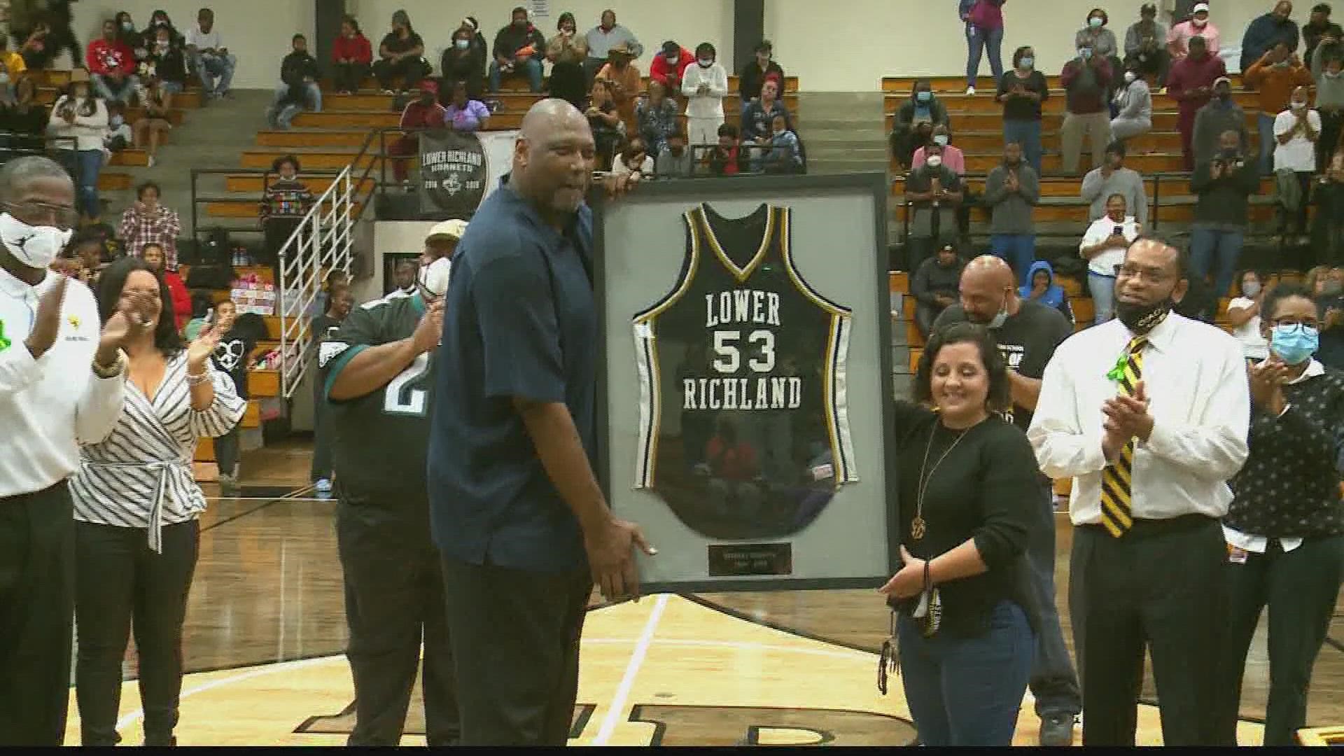 One of the greatest players in the history of Lower Richland basketball was back at his alma mater for a special ceremony where his jersey was retired.