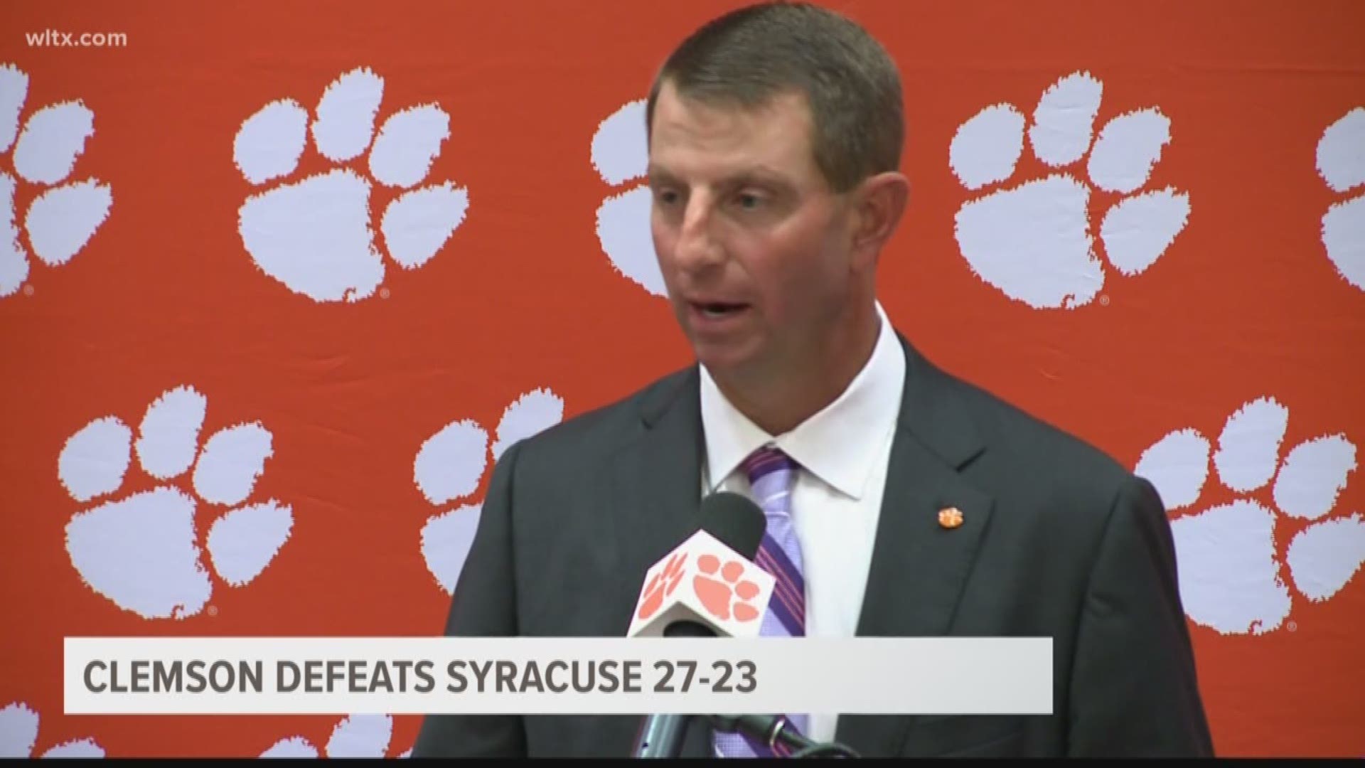 Dabo Swinney, Chase Brice and Travis Etienne talk about the 27-23 win over Syracuse.
