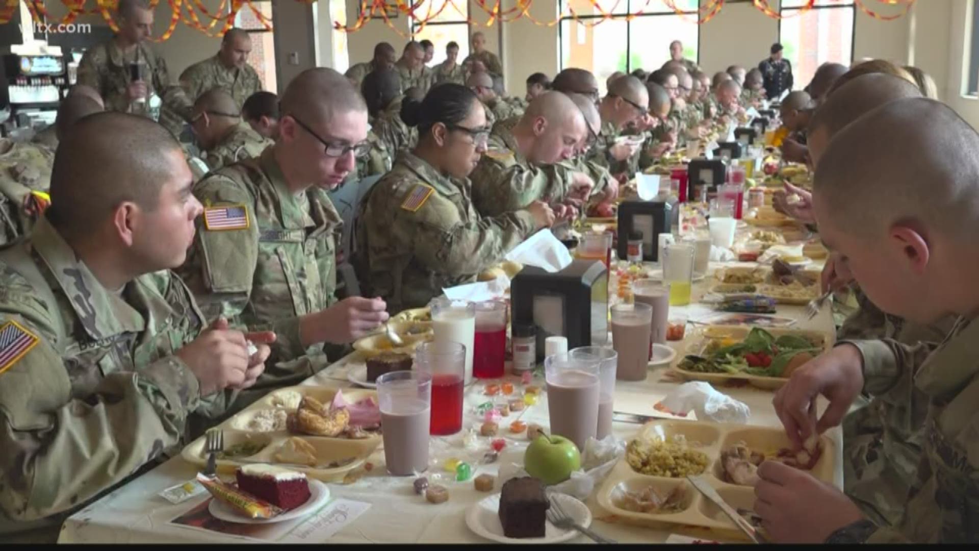 Following tradition the meal is served by commanders, their staffs and senior non-commissioned officers of each company as their soldiers pass through the line.