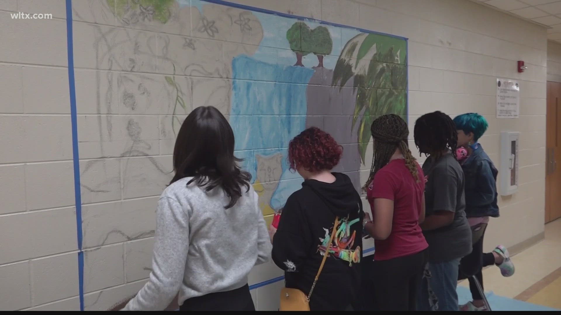 Student Baya Hardee's drawing is being made into a mural.