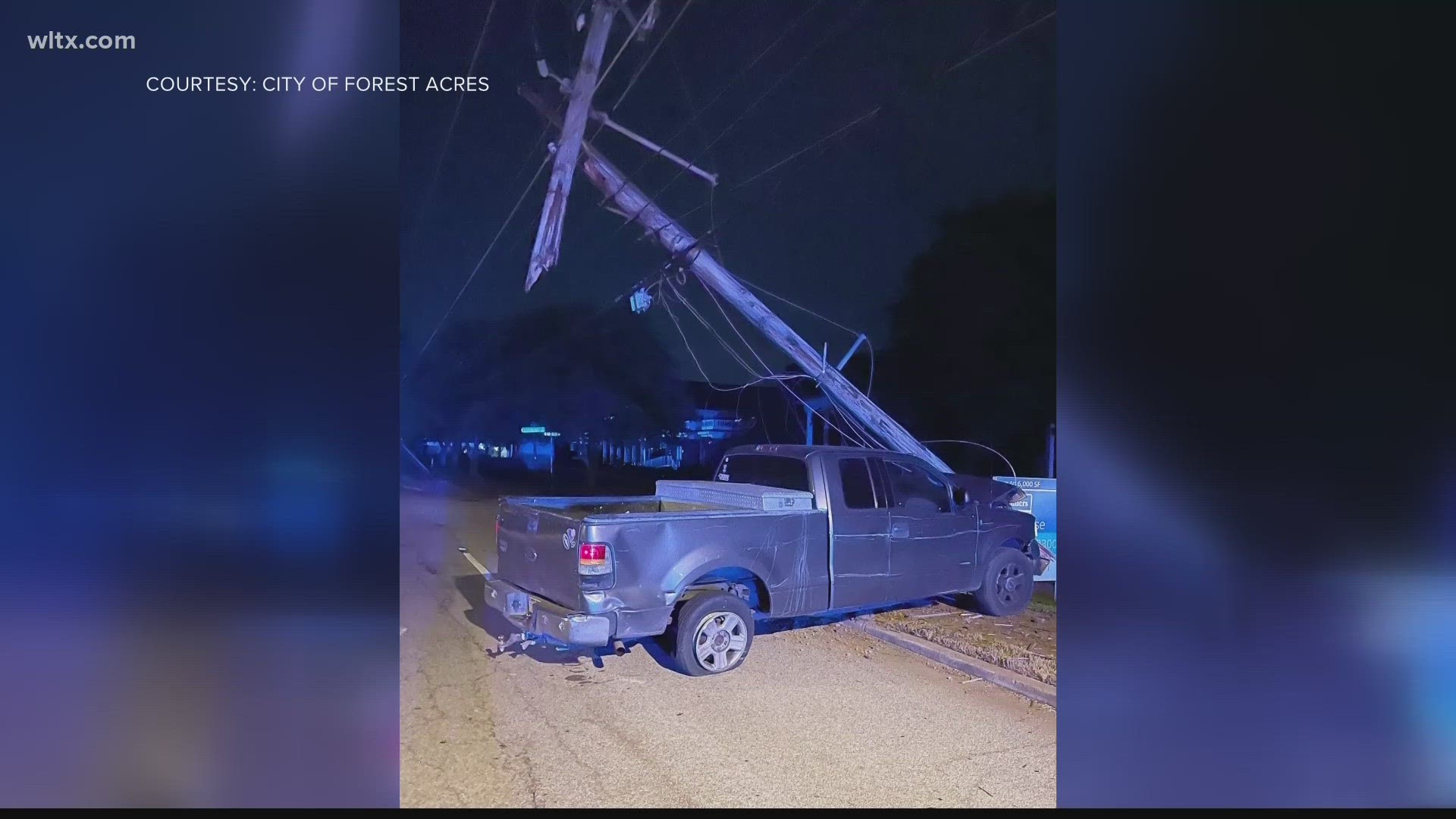 Officials say Forest Drive is closed after a driver struck two power poles around 1:35 a.m. on Dalloz Road and Florawood Drive on Wednesday morning.