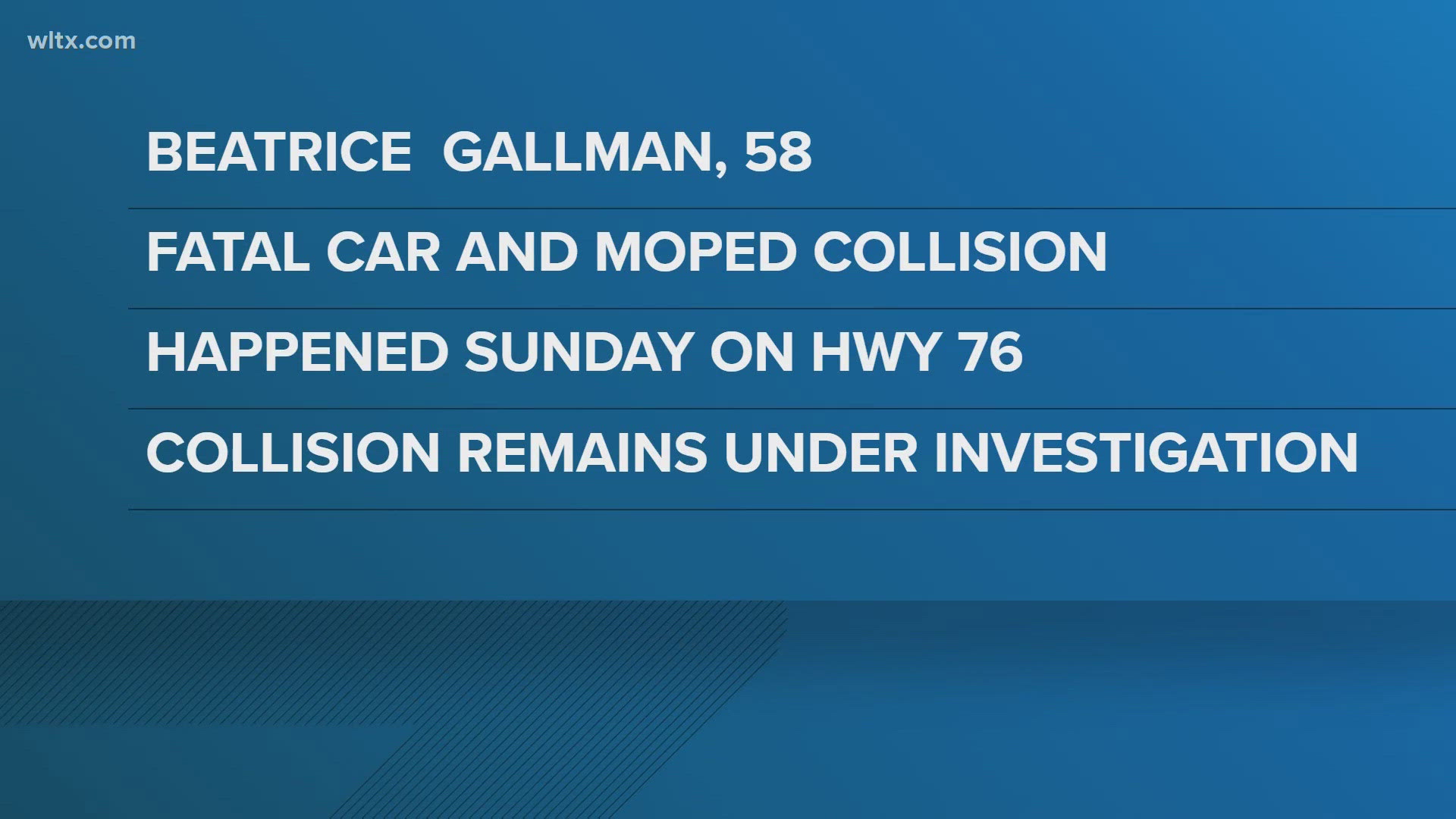 Coroner identifies woman killed in crash involving moped | wltx.com