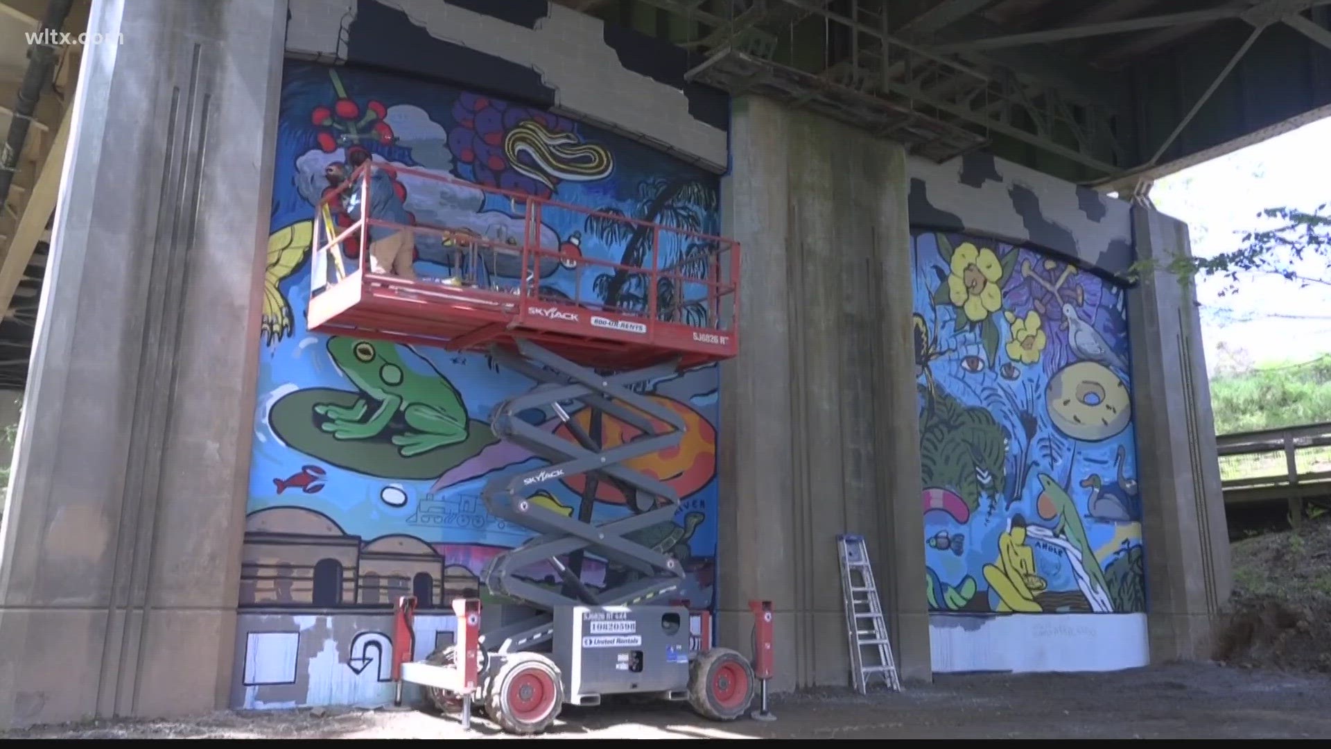 A new mural on the West Columbia Riverwalk on the Blossom street bridge.