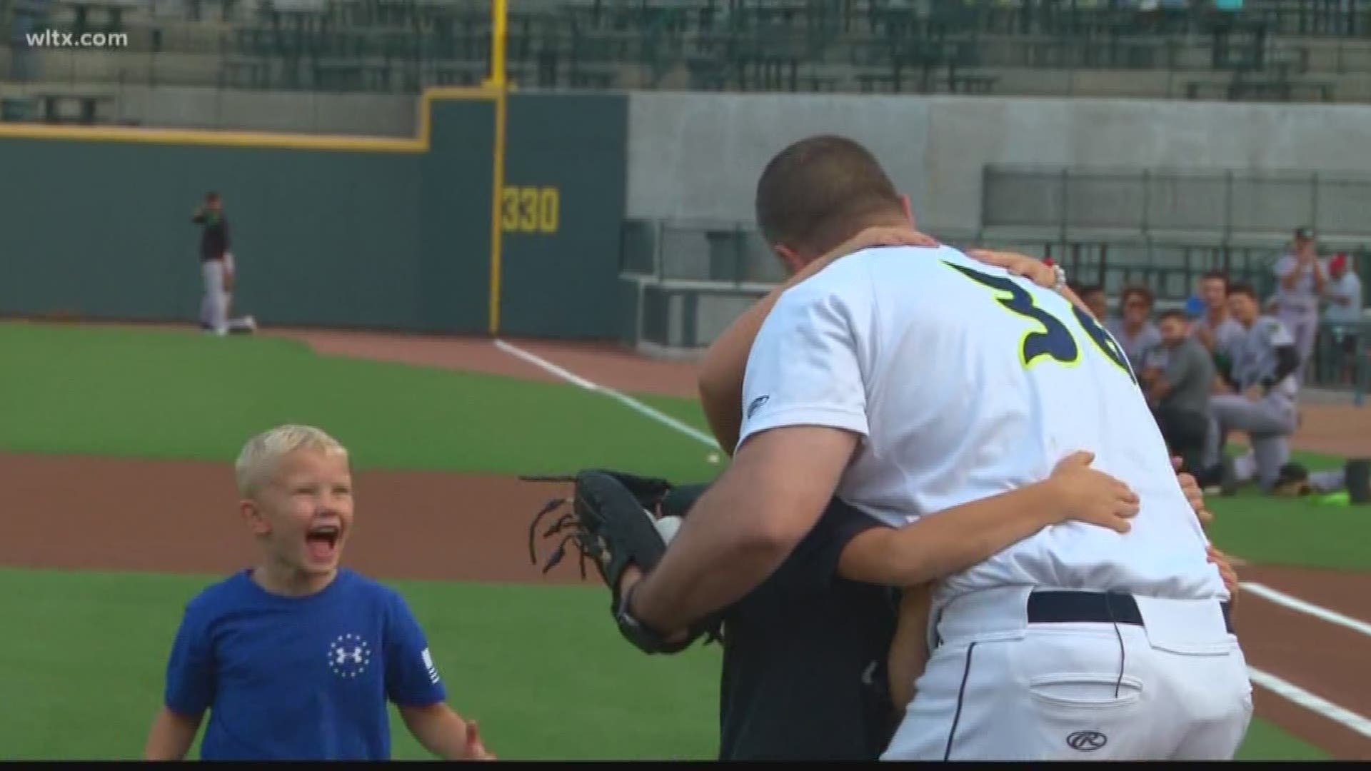 A Midlands family is reunited after a surprise start to Thursday night's Columbia Fireflies game.