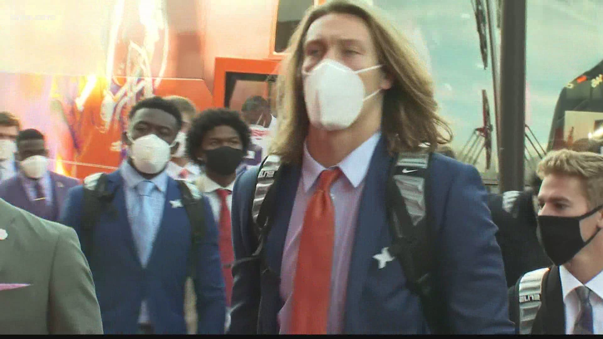 Clemson quarterback Trevor Lawrence's status for the Notre Dame game is up in the air after he tested positive for the coronavirus.