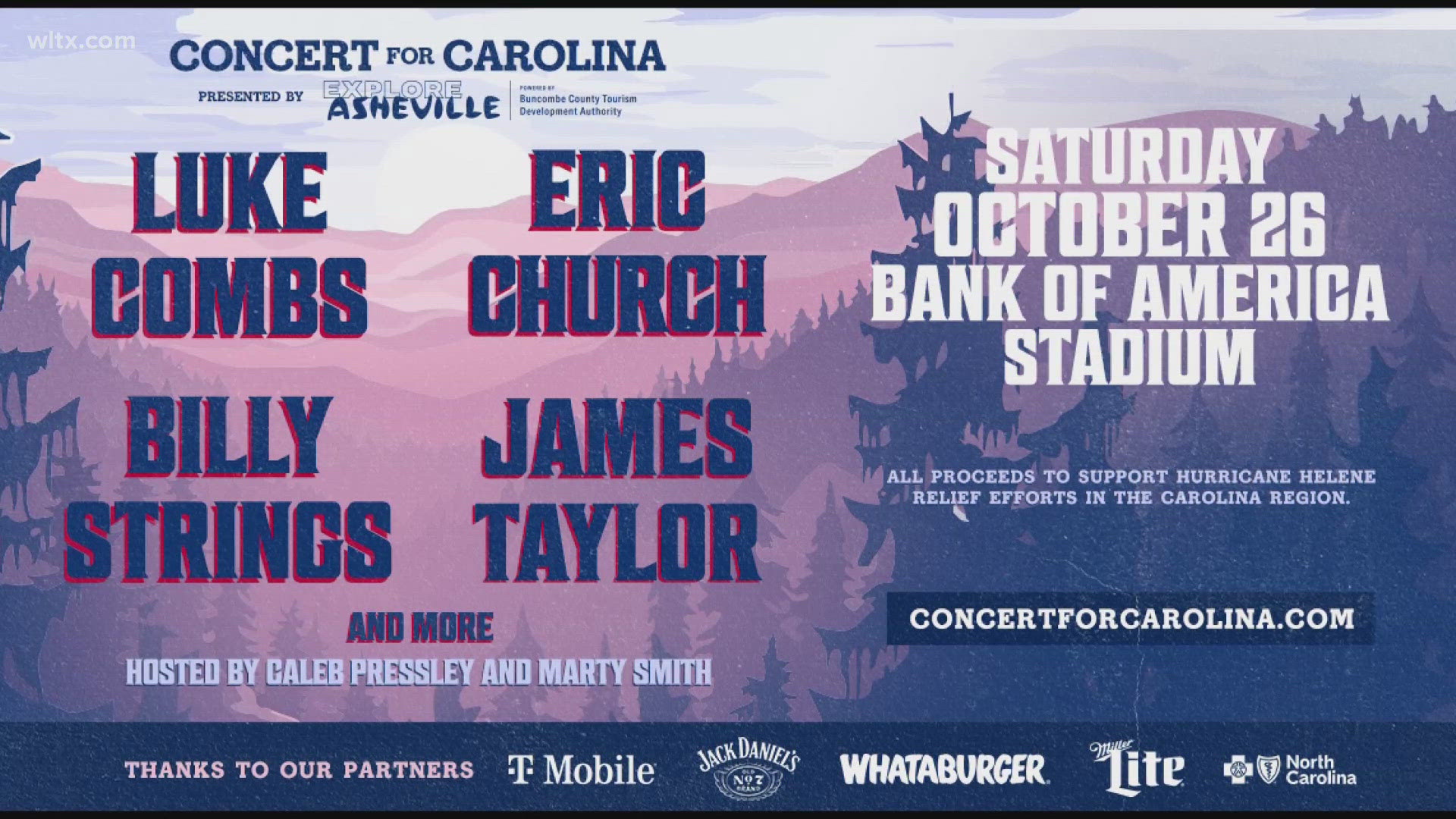 Some music artists are putting together a "Concert for Carolina" after the damage from Hurricane Helene.  Stars like Luke Combs, Eric Church and James Taylor