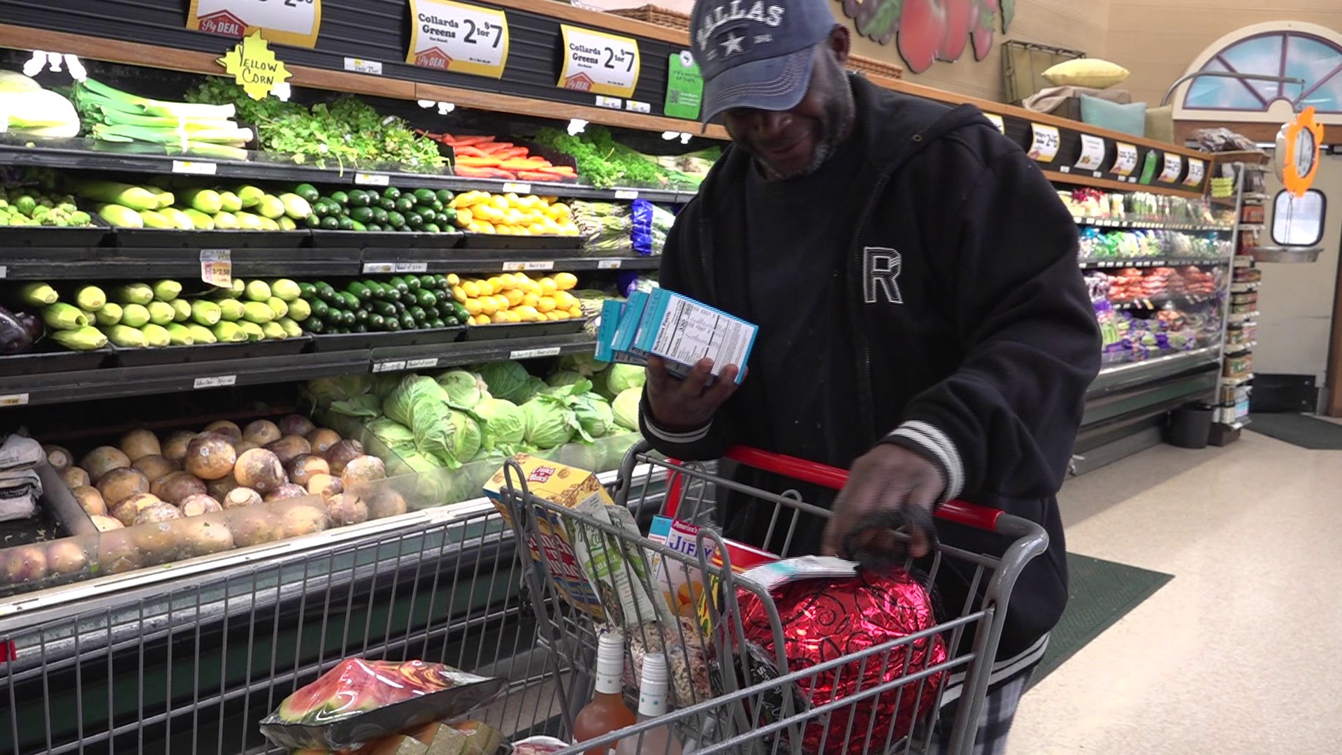 People bought collard greens and black-eyed peas for luck and wealth in the new year.