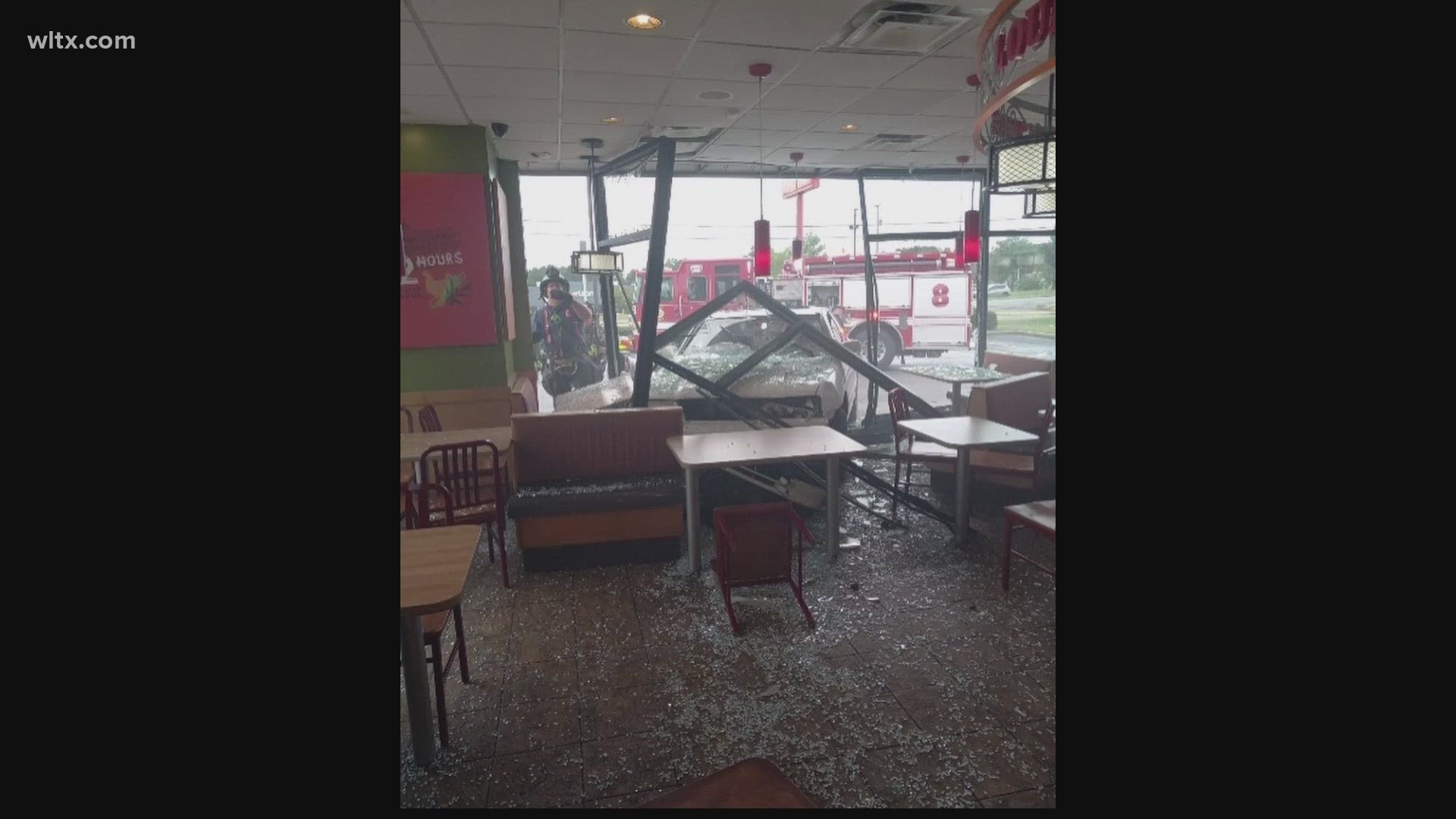 Around 5pm this afternoon a car crashed into the Popeyes on Garners Ferry road.   No word on injuries yet.