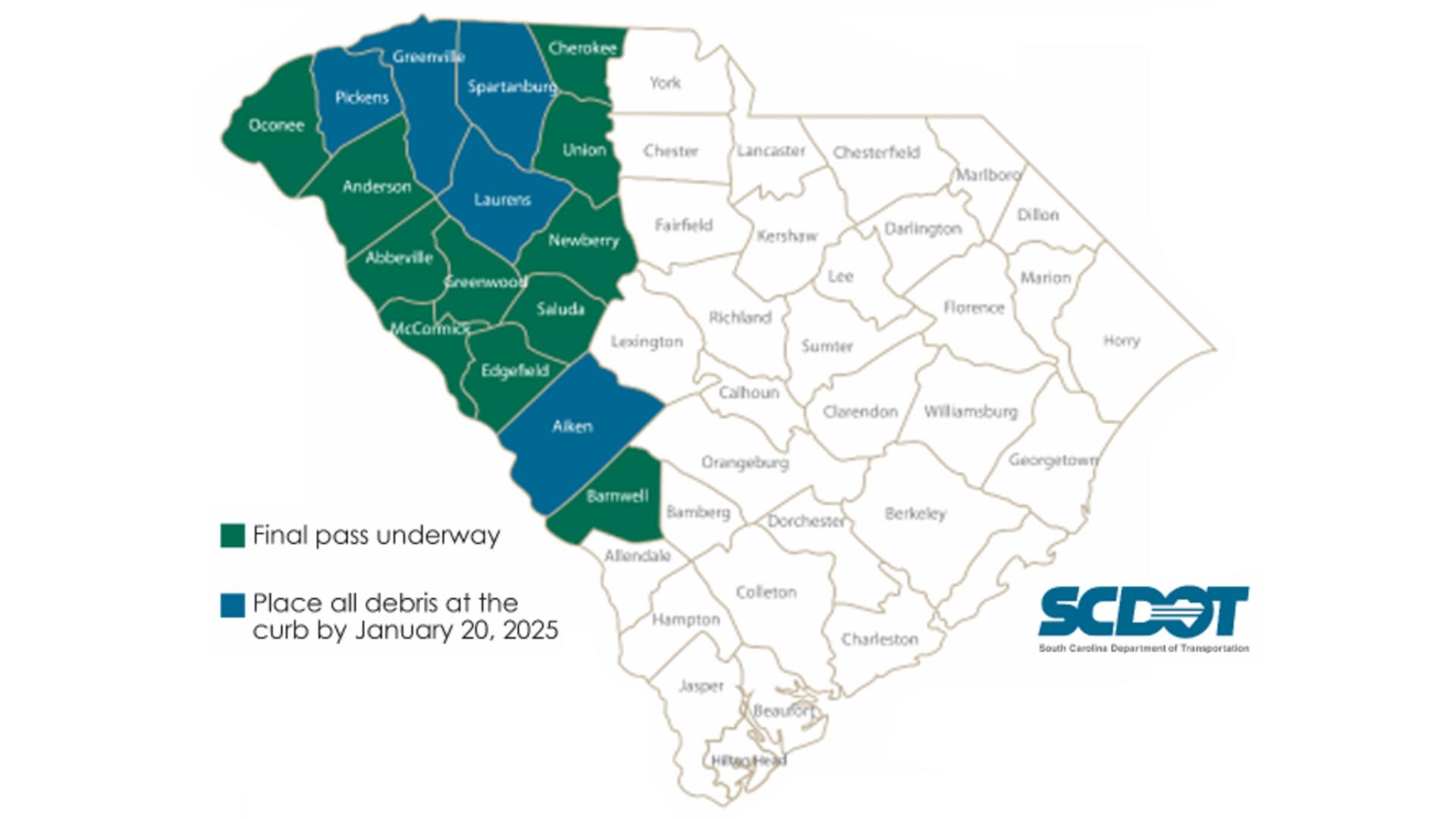 SCDOT to begin final cleanup from Hurricane Helene on January 20, 2025 ...