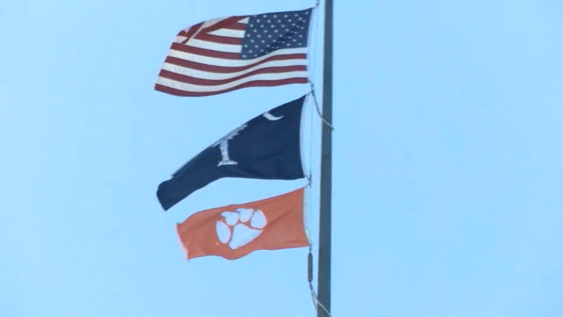 The Clemson Tigers flag is flying high above South Carolina's State House, after the team's resounding win over Alabama for the national championship.