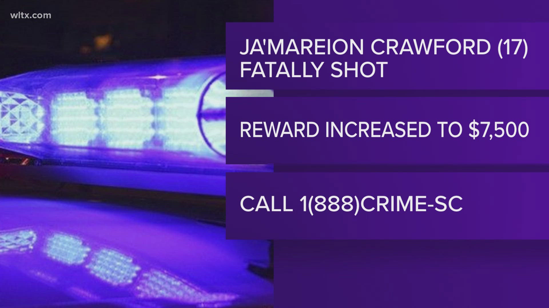 Ja'Mareion Crawford, 17, was shot and killed at a home on Boo Circle on January 13th.  The reward for information is now at $7500. 