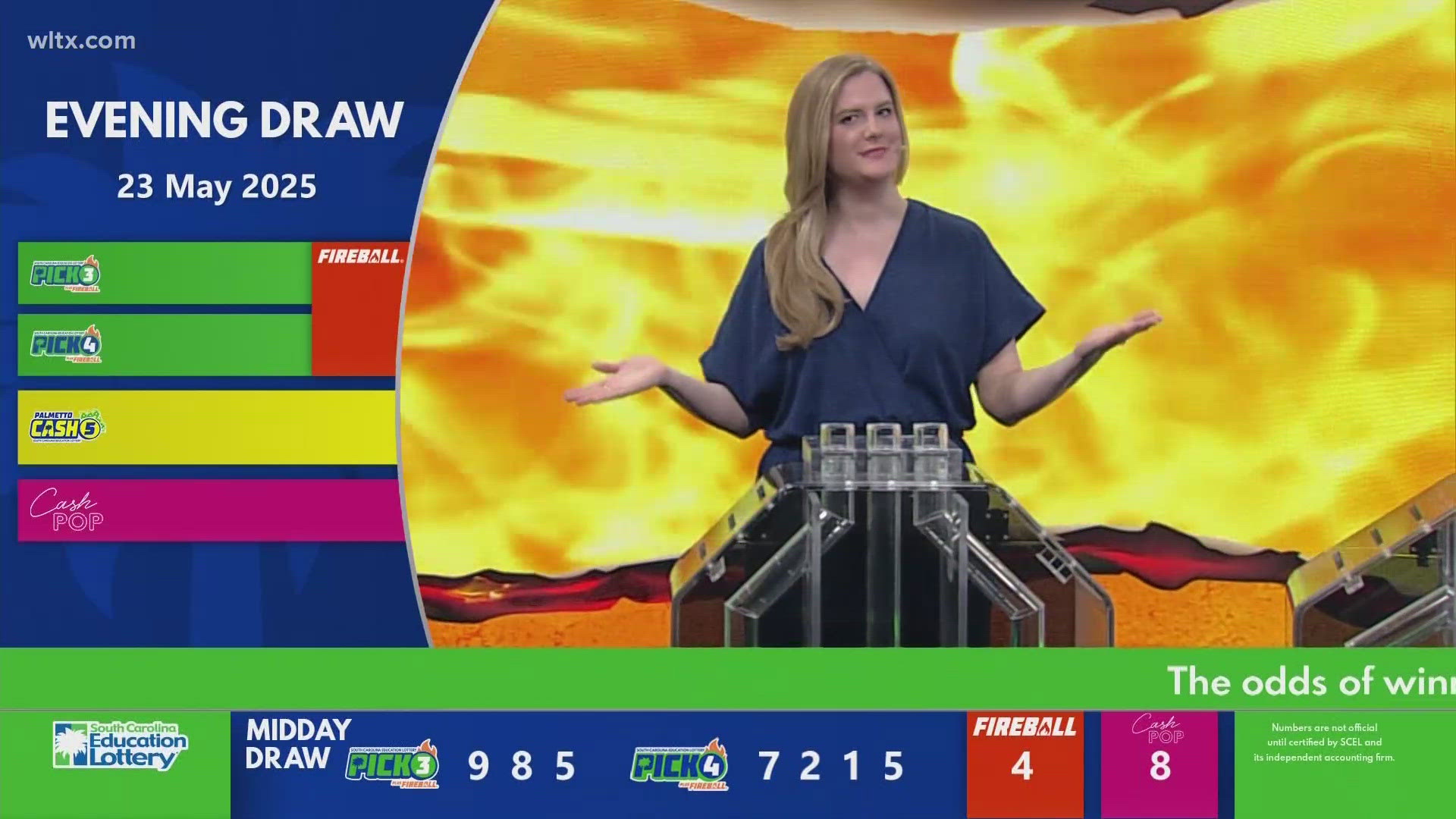 Here are the SC evening winning lottery numbers for May 23, 2025. 