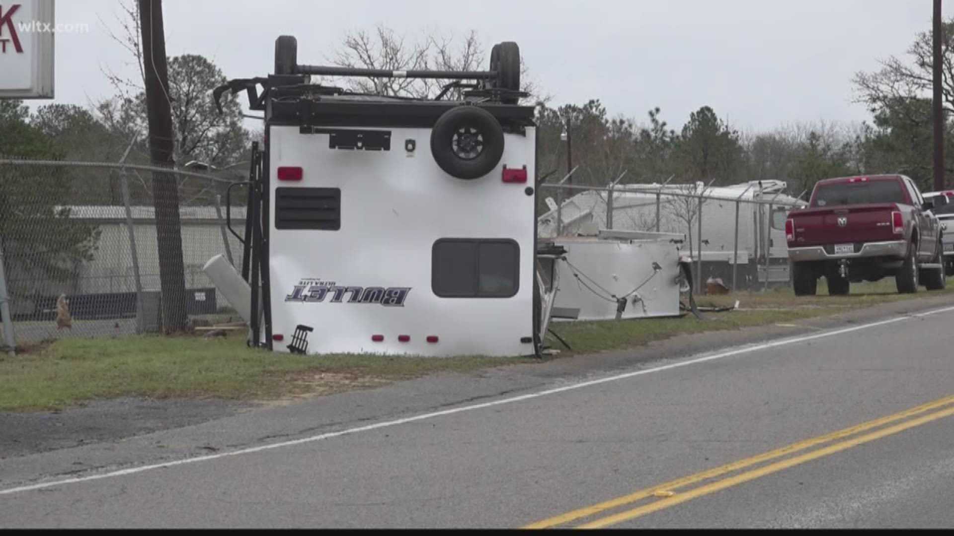 An RV store owner in Lexington, SC says at least 10 of his vehicles were damaged by what appears to be a tornado.
